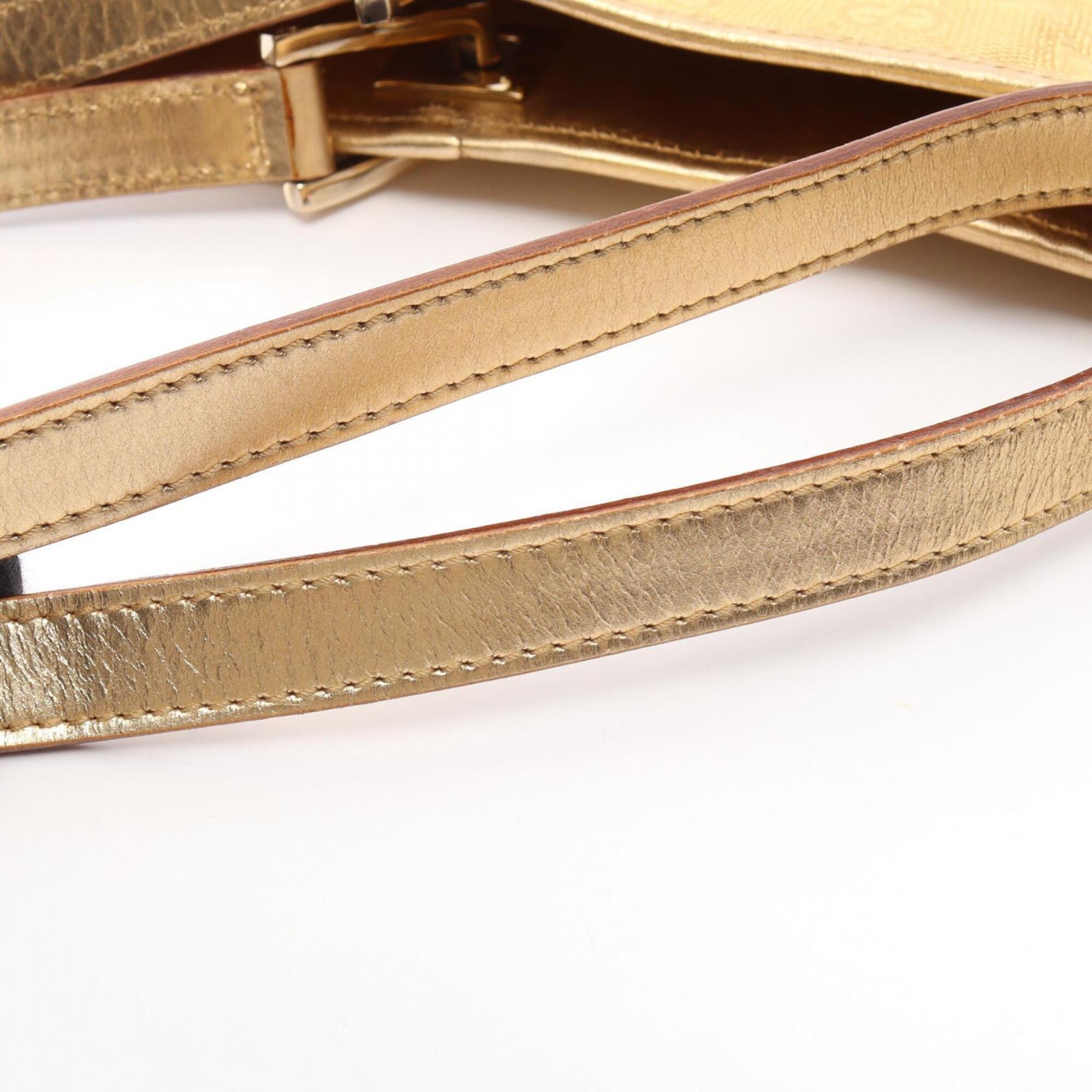 Gucci Gold Canvas Leather Handbag Tote Bag (Pre-Owned)
