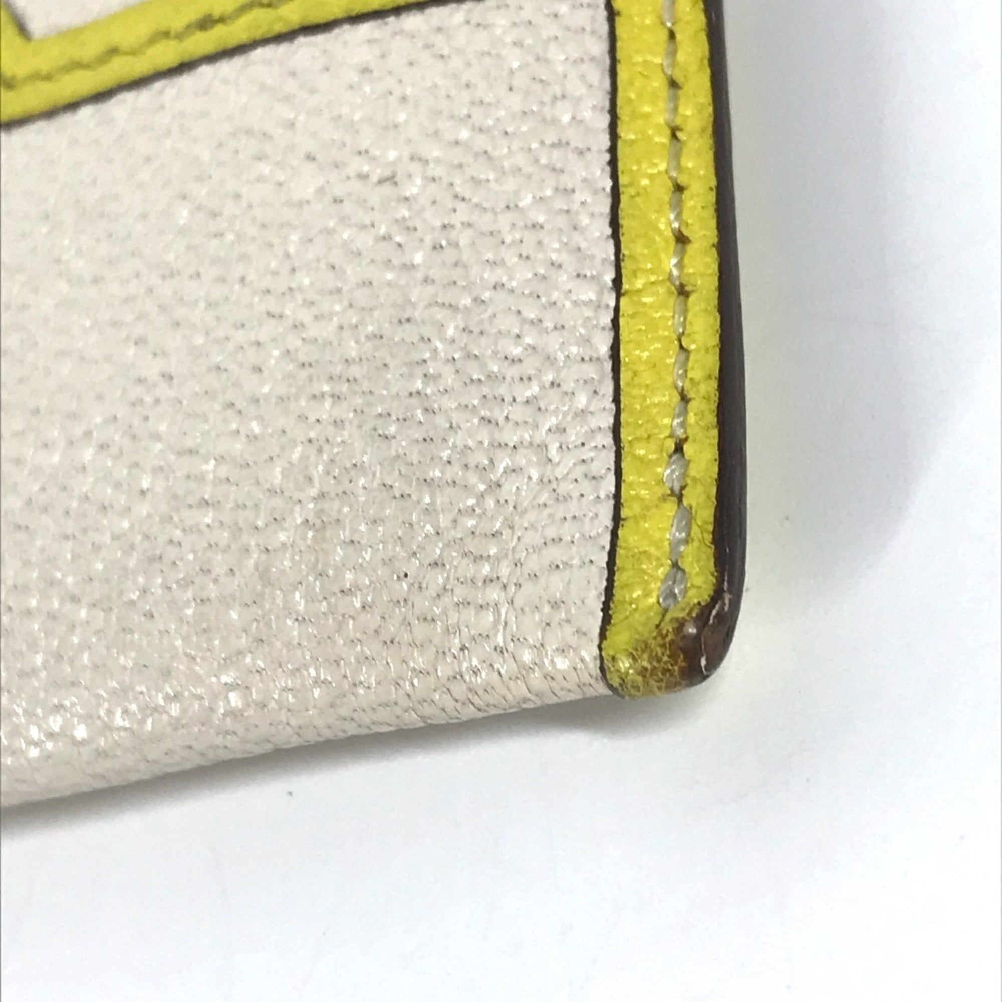 Hermes White Yellow Chevre Leather Coin Purse/Coin Case (Pre-Owned)