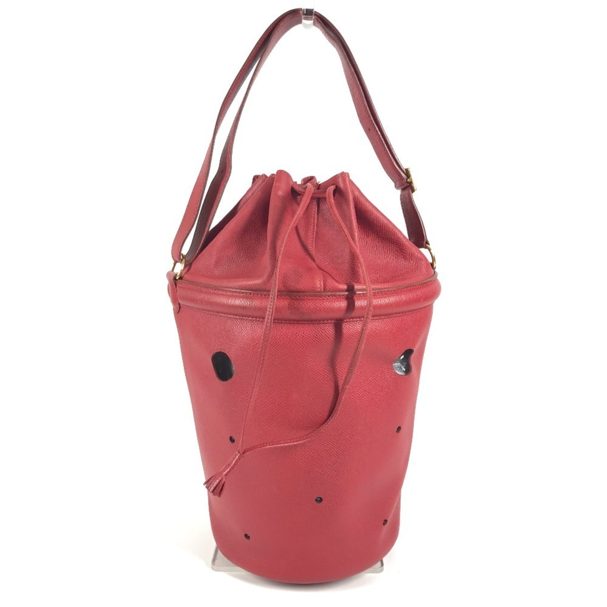 Hermes Red Color Courchevel Leather Shoulder Bag (Pre-Owned)