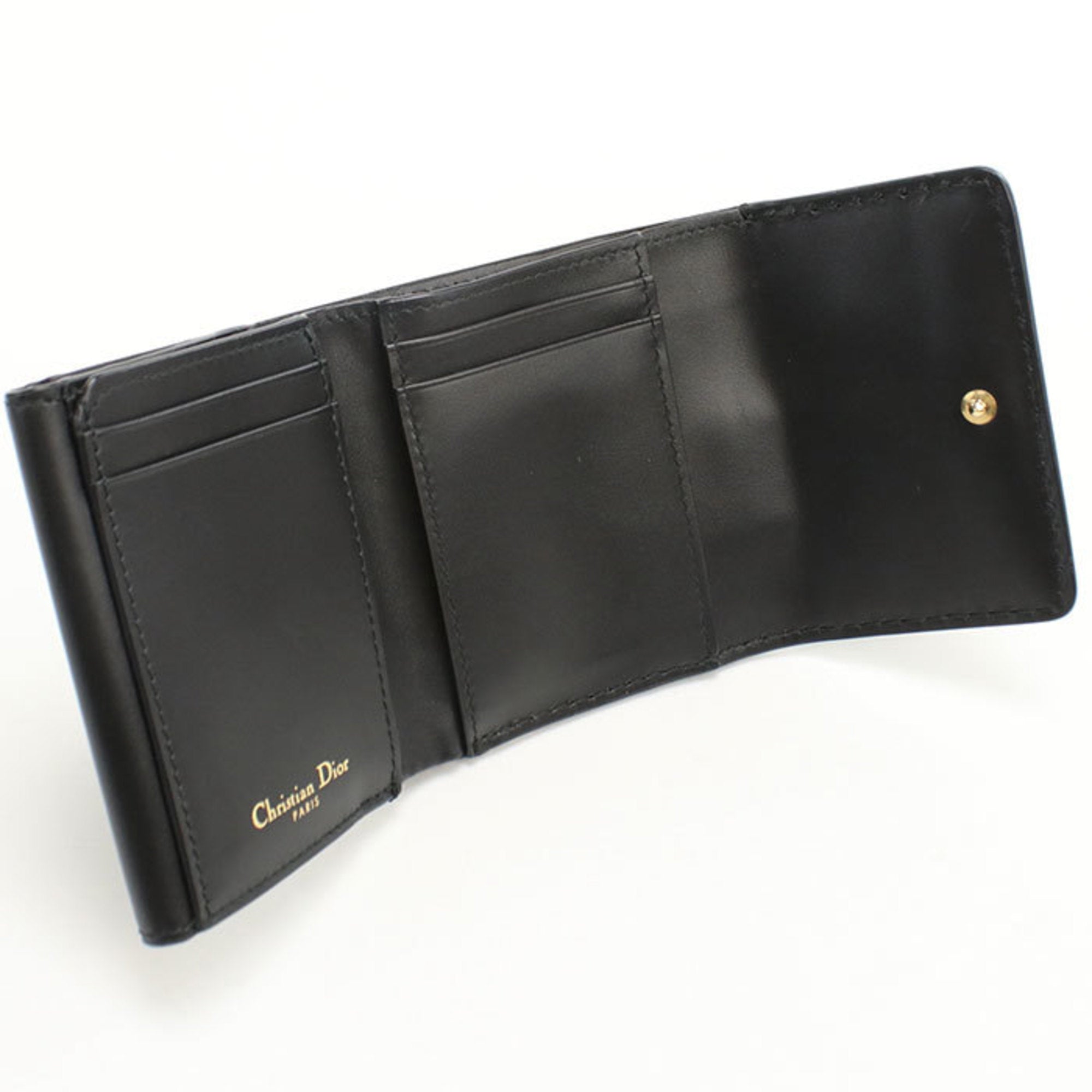 Christian Dior Black Leather Wallet (Tri-Fold) (Pre-Owned)