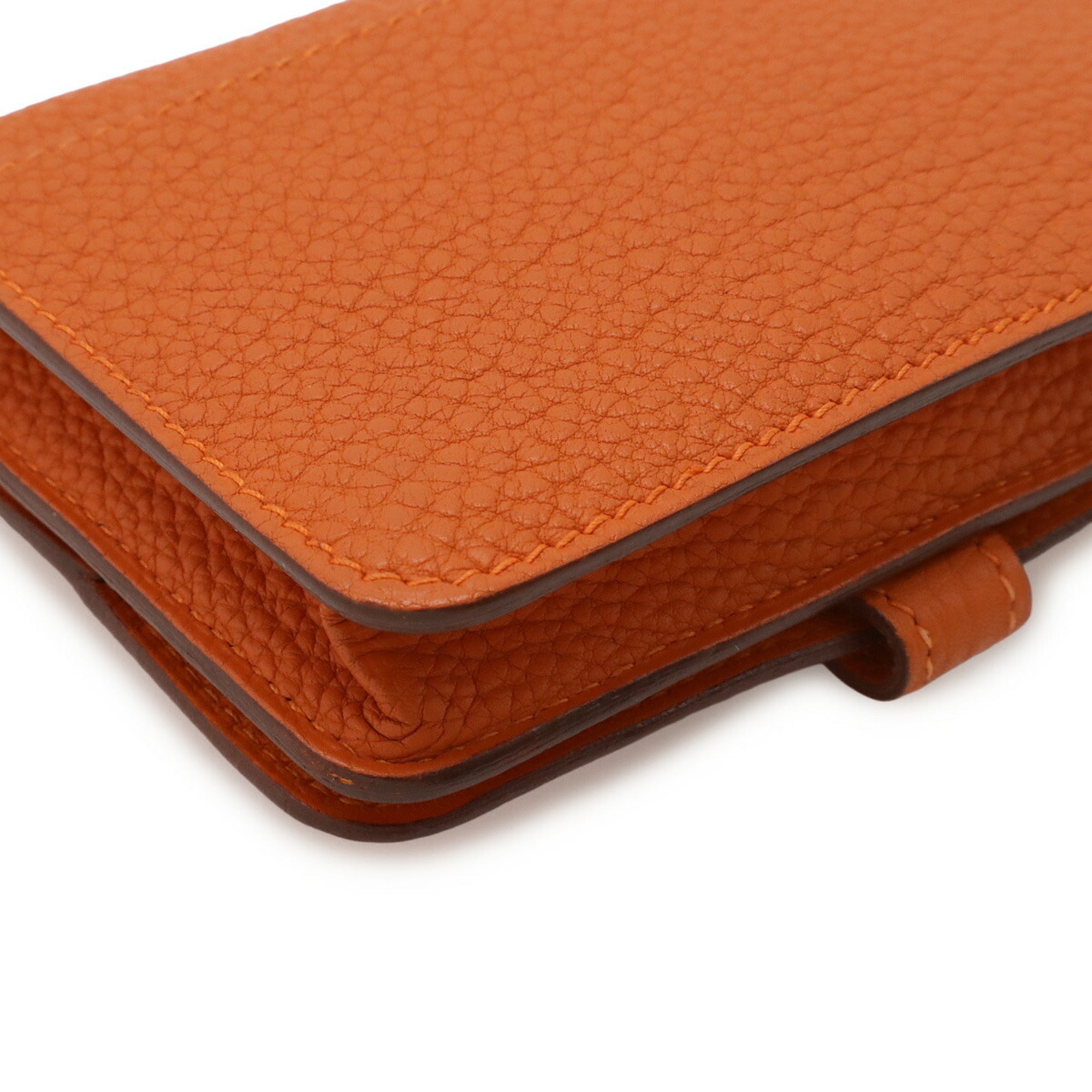 Hermes Dogon Orange Togo Leather Coin Purse/Coin Case (Pre-Owned)
