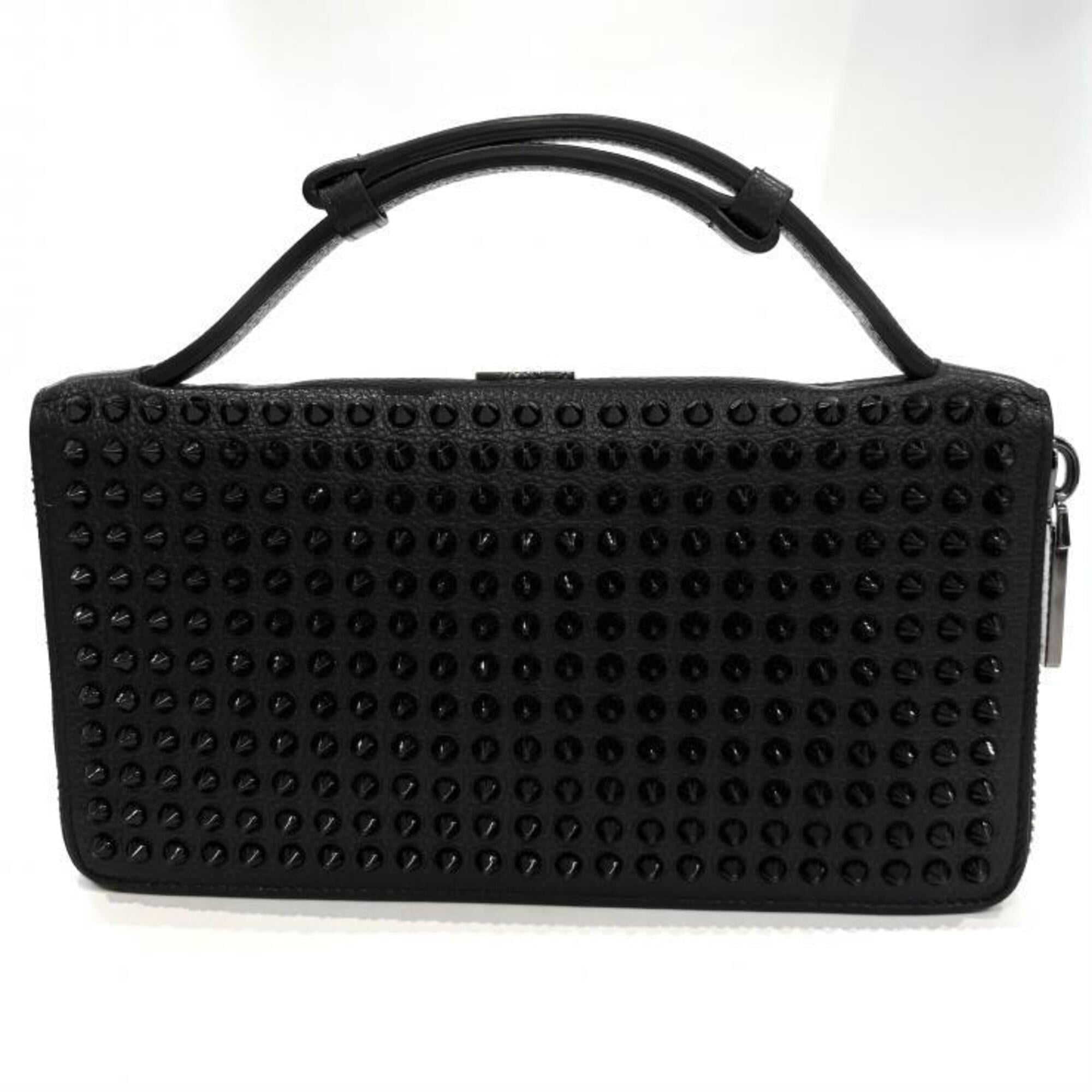 Christian Louboutin Black Red Color Leather Long Wallet (Bi-Fold) (Pre-Owned)