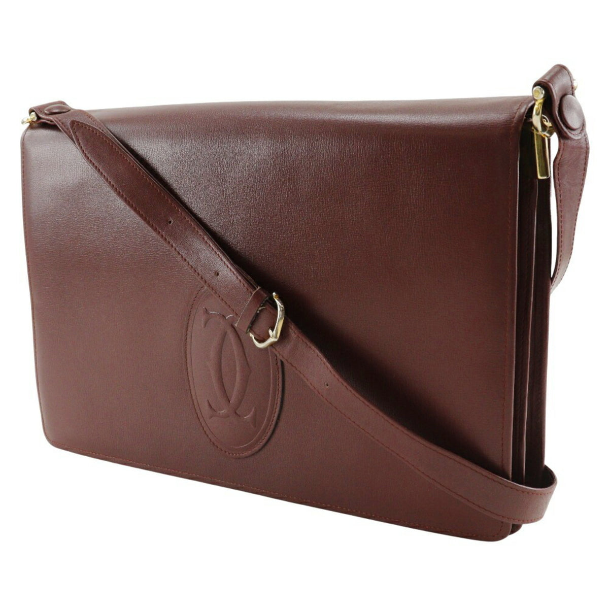 Cartier Bordeaux Leather Shoulder Bag (Pre-Owned)