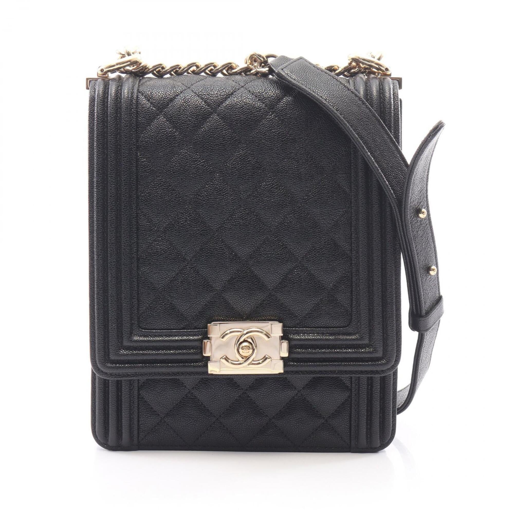 Chanel Black Leather Handbag Shoulder Bag (Pre-Owned)
