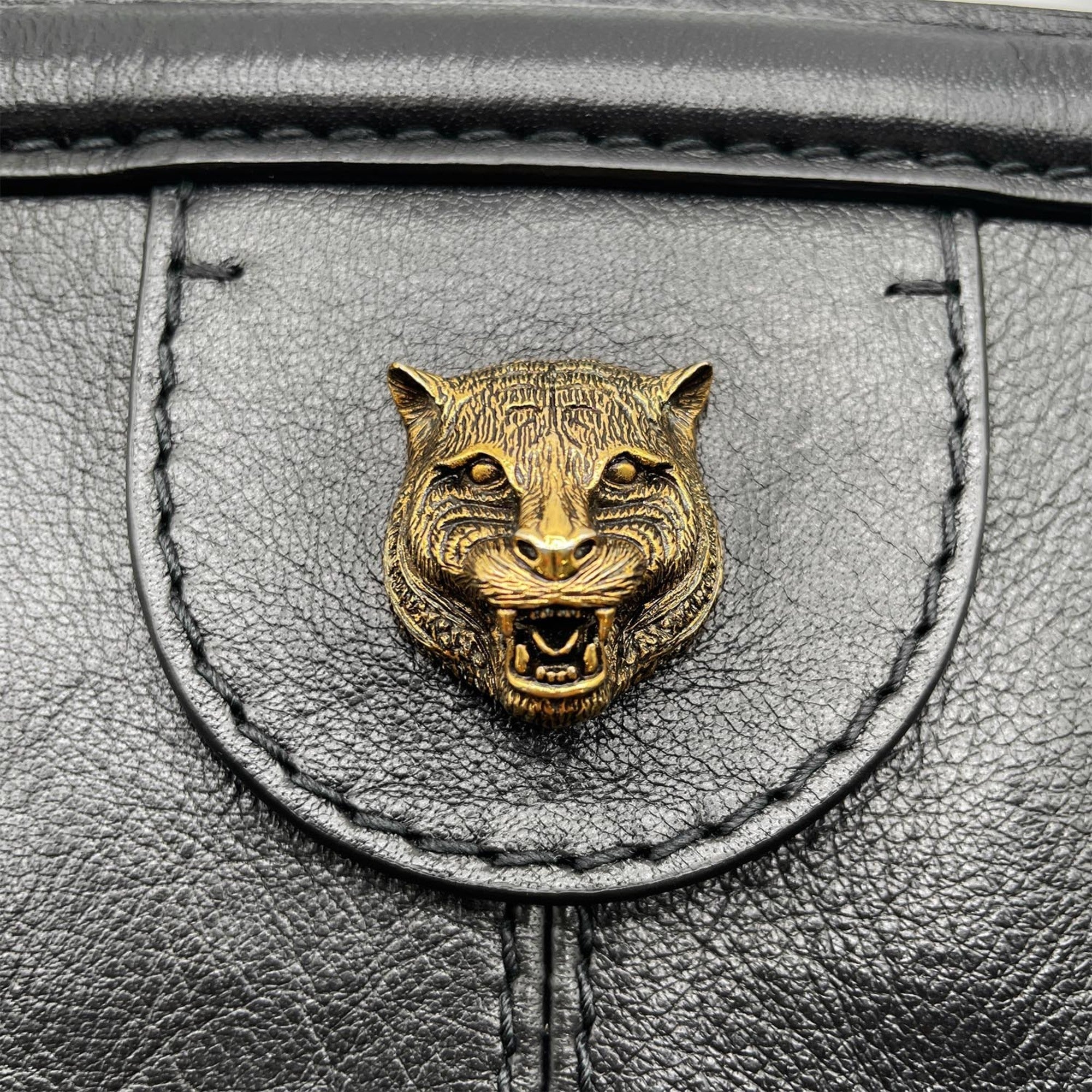 Gucci Black Leather Boston Bag Handbag (Pre-Owned)