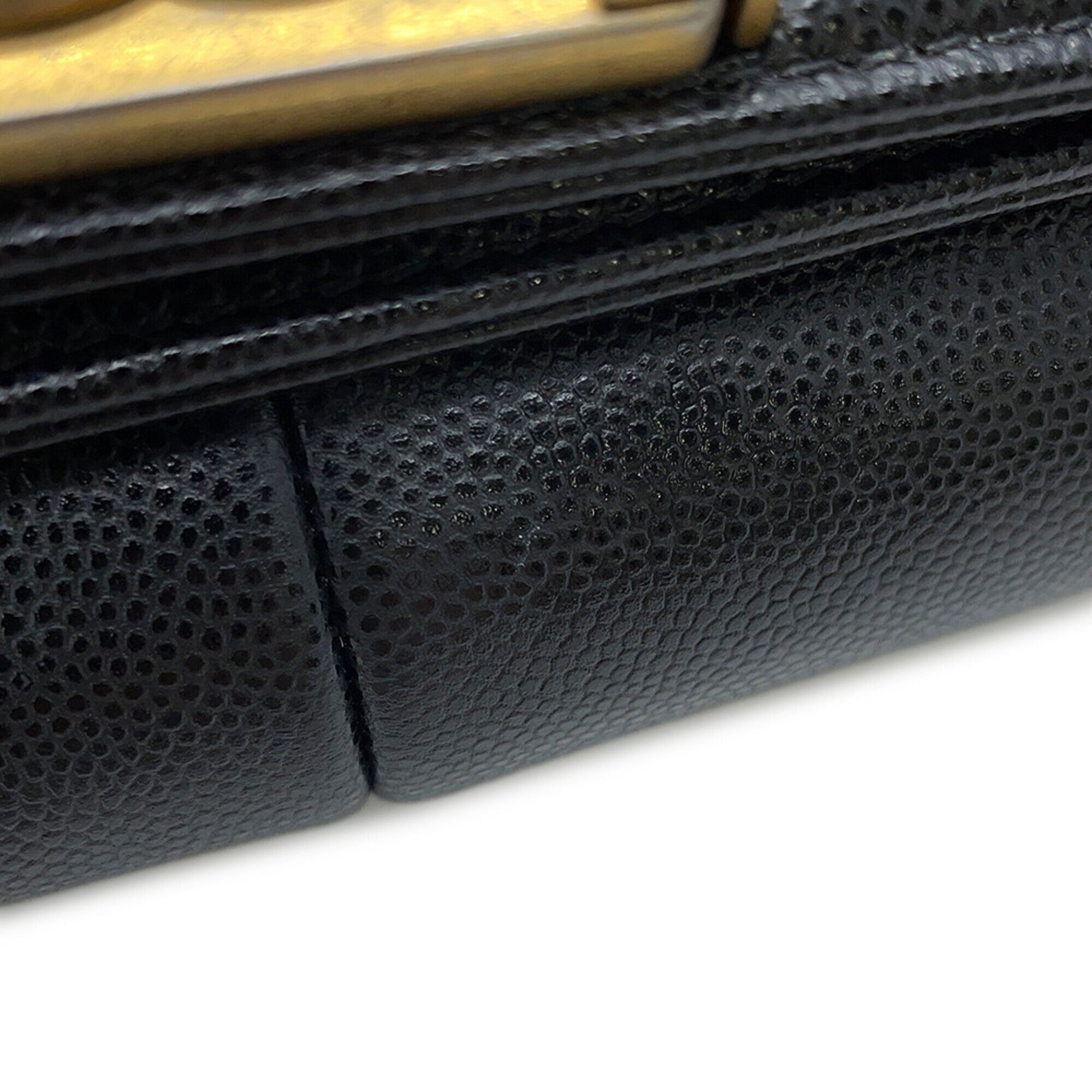 Chanel Matelasse Black Grained Calfskin Handbag Shoulder Bag (Pre-Owned)