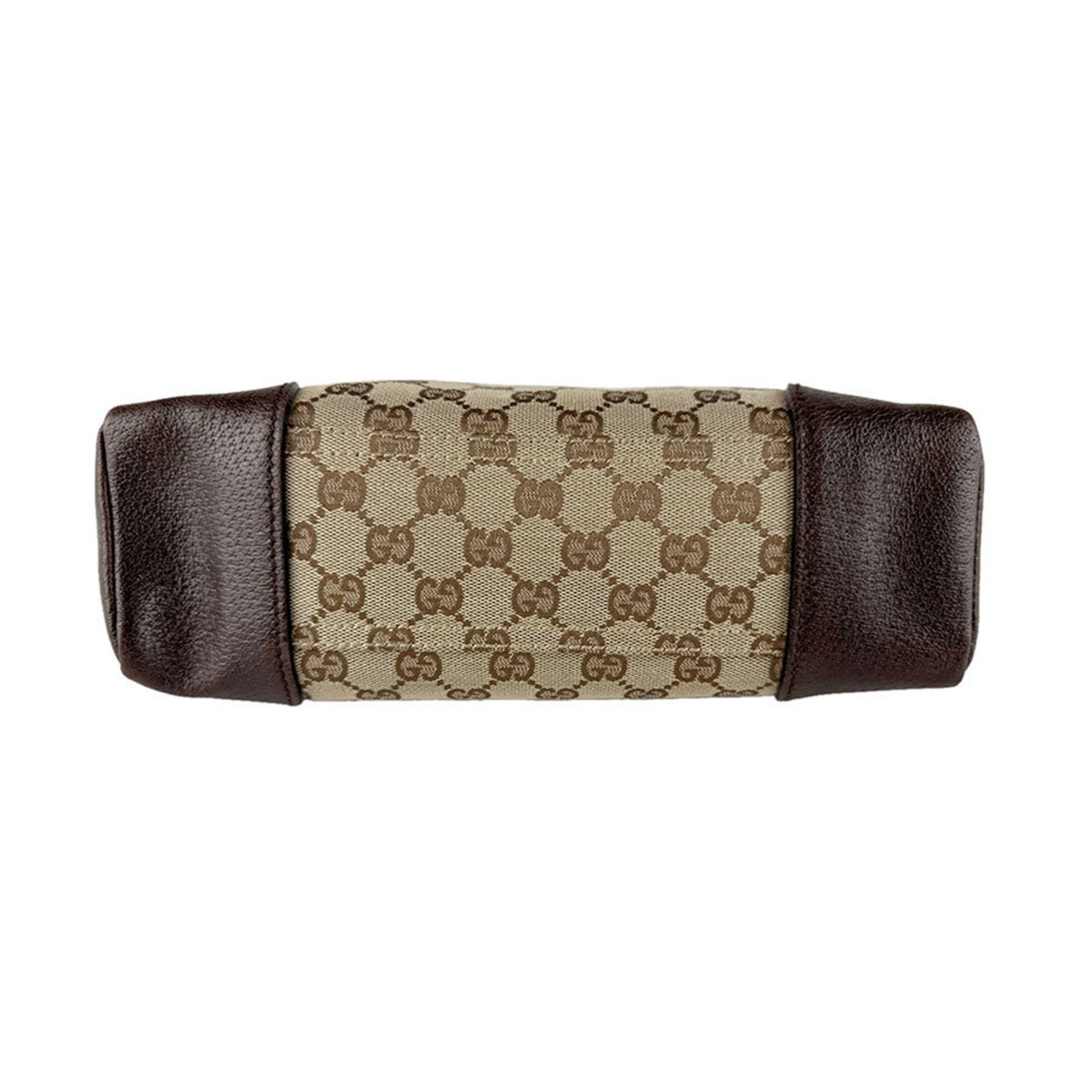 Gucci Brown Brown Gg Gg Canvas Leather Shoulder Bag (Pre-Owned)