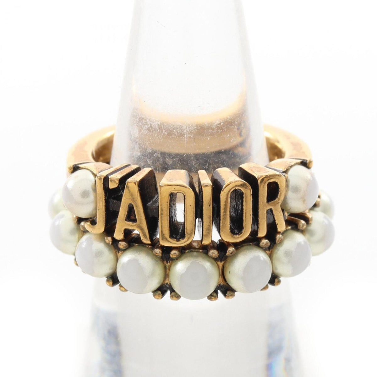 Christian Dior Gold White Gold Plating Band Ring (Pre-Owned)