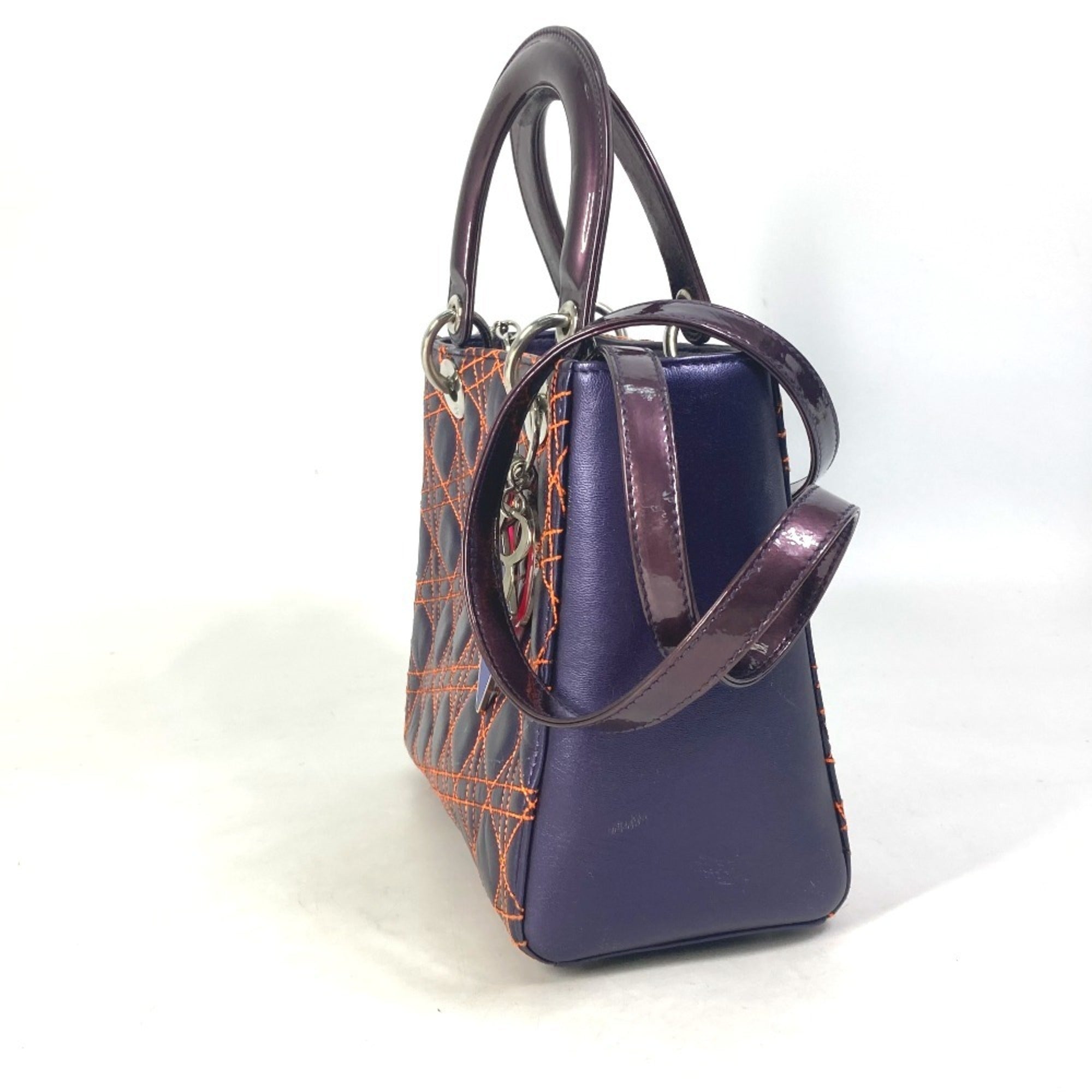 Christian Dior Orange Purple Leather Handbag Shoulder Bag (Pre-Owned)