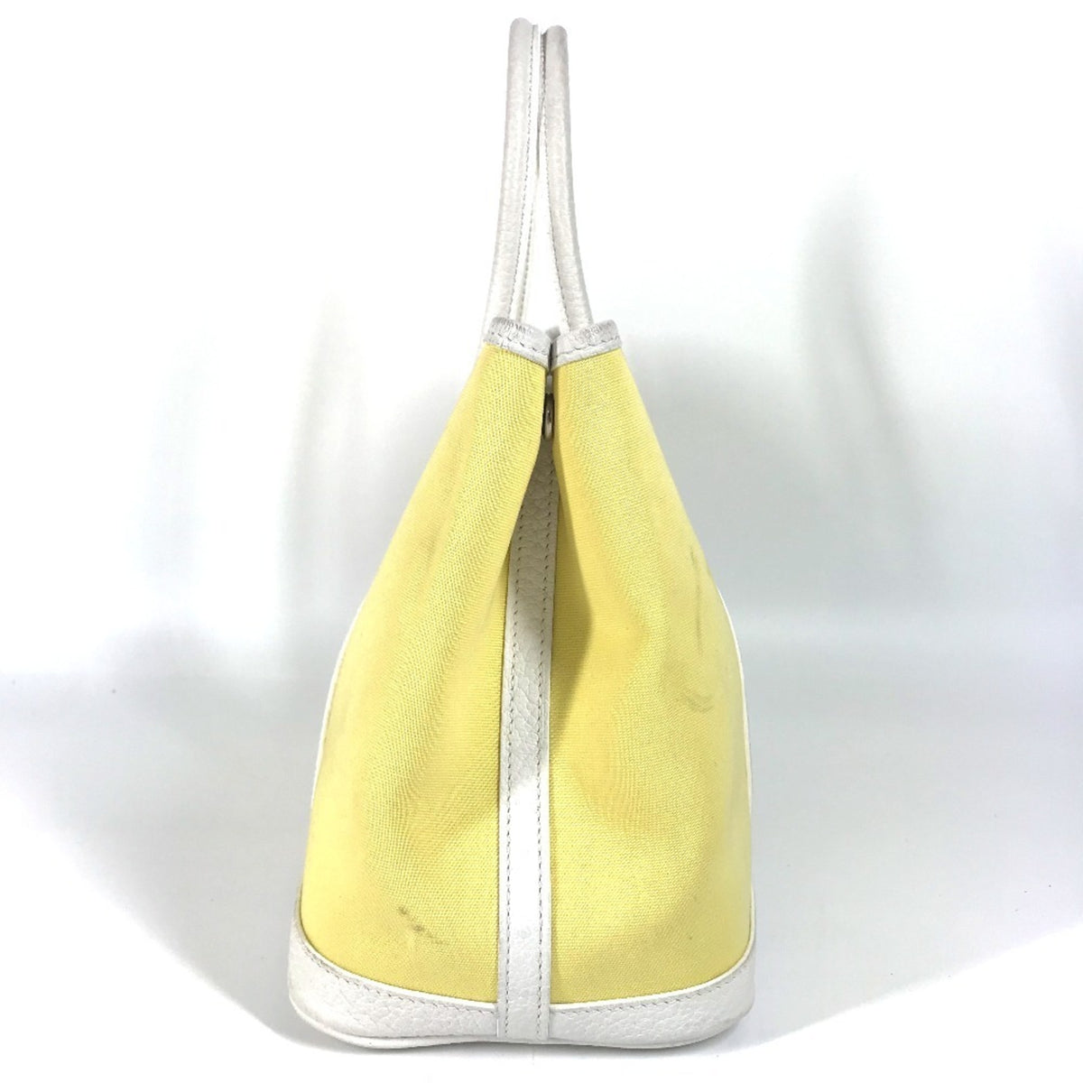 Hermes White Yellow Toile H Handbag Tote Bag (Pre-Owned)