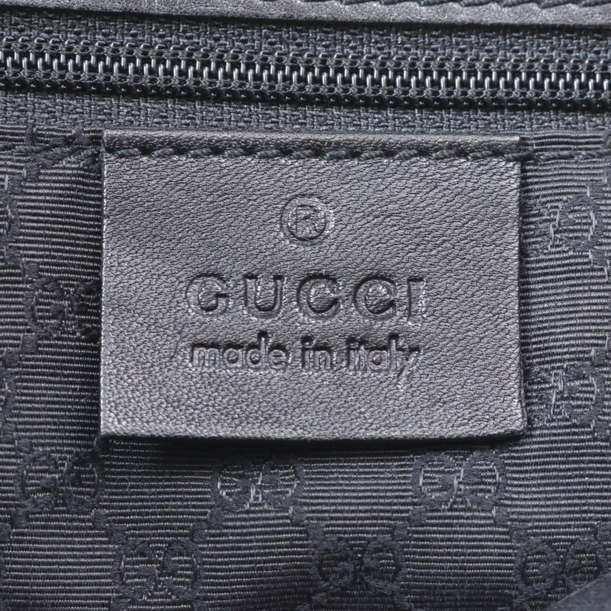 Gucci Black Navy Leather Canvas Shoulder Bag (Pre-Owned)