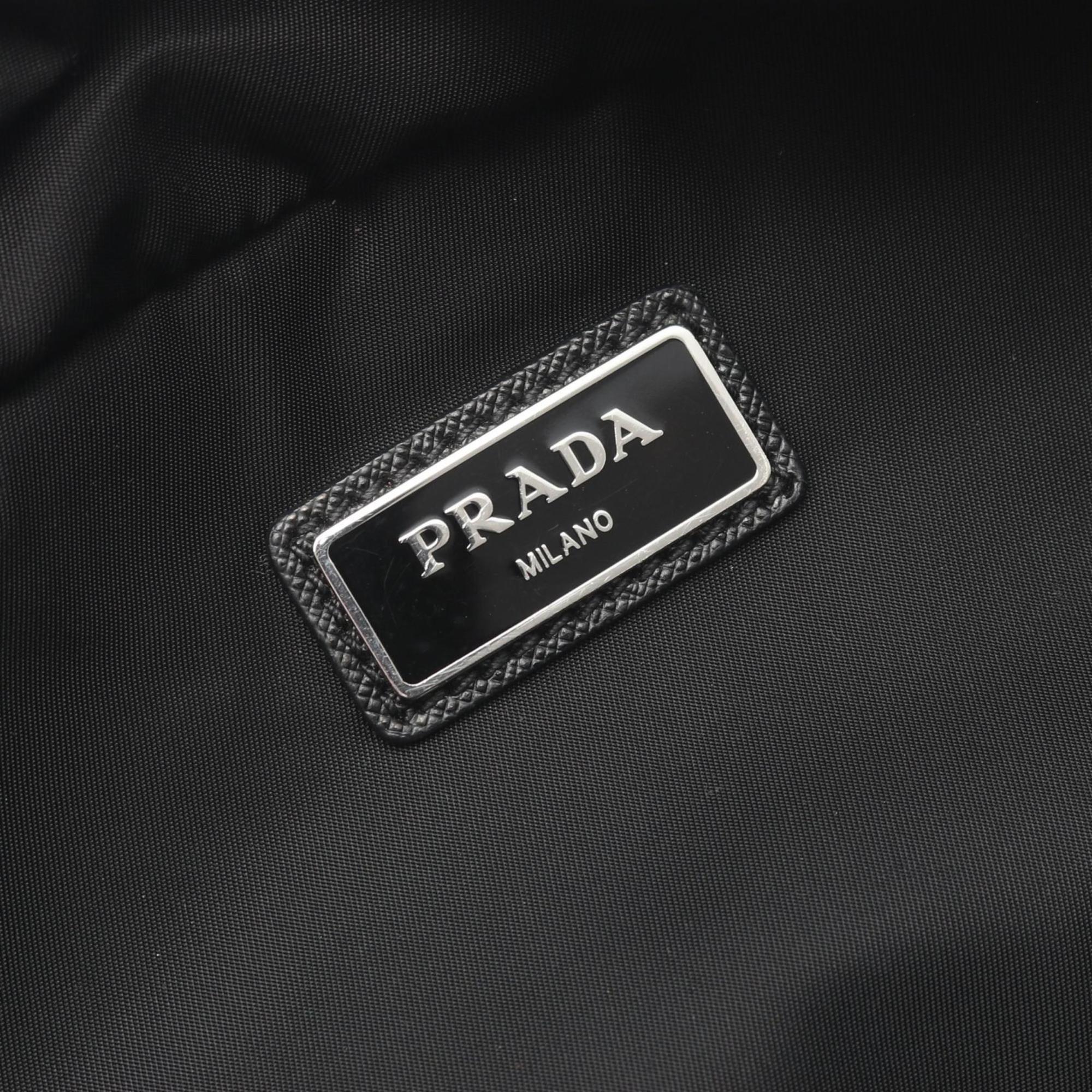Prada Black White Nylon Leather Fanny Pack Handbag Sling Bag (Pre-Owned)