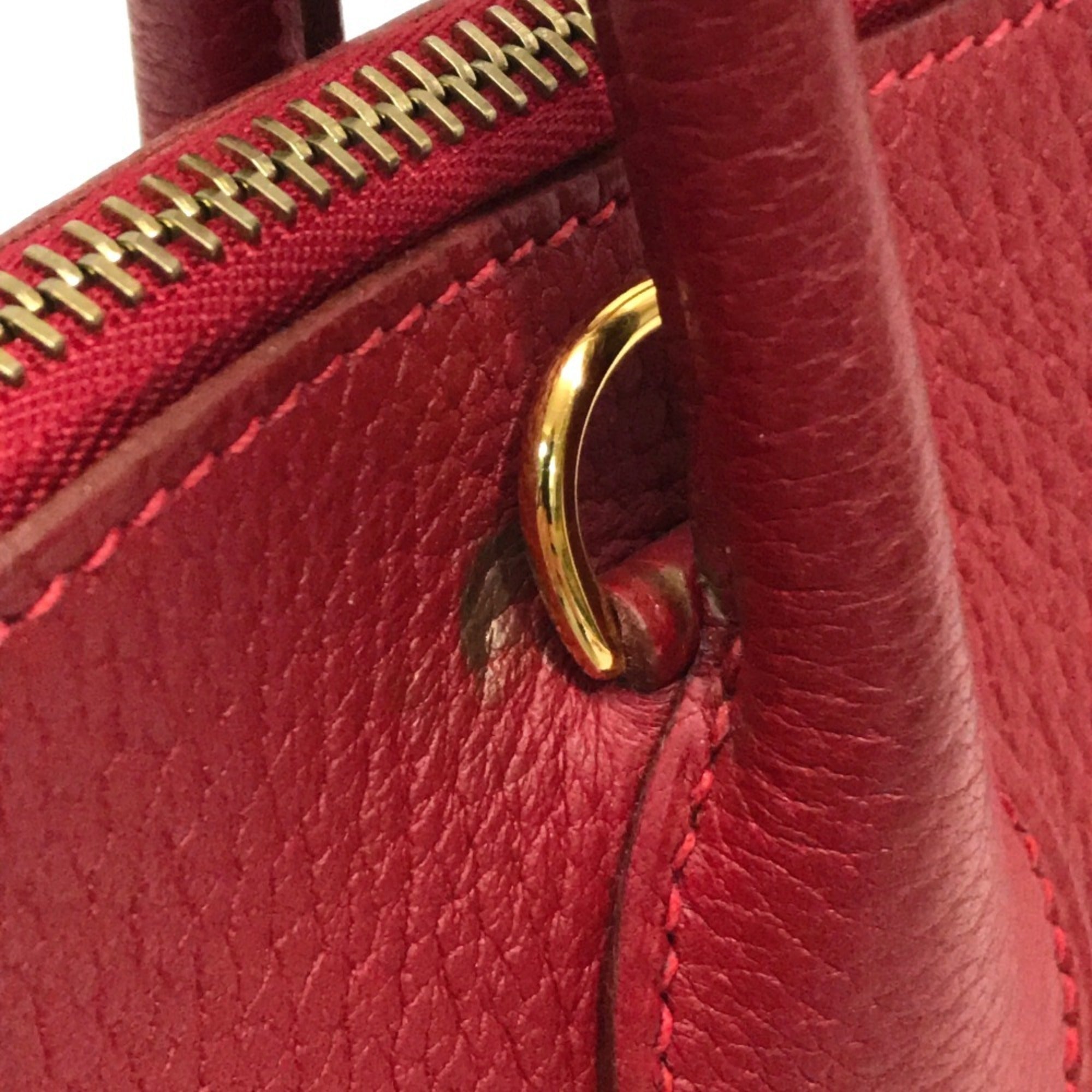 Hermes Bolide Red Color Rouge Vif Fjord Leather Handbag Shoulder Bag (Pre-Owned)