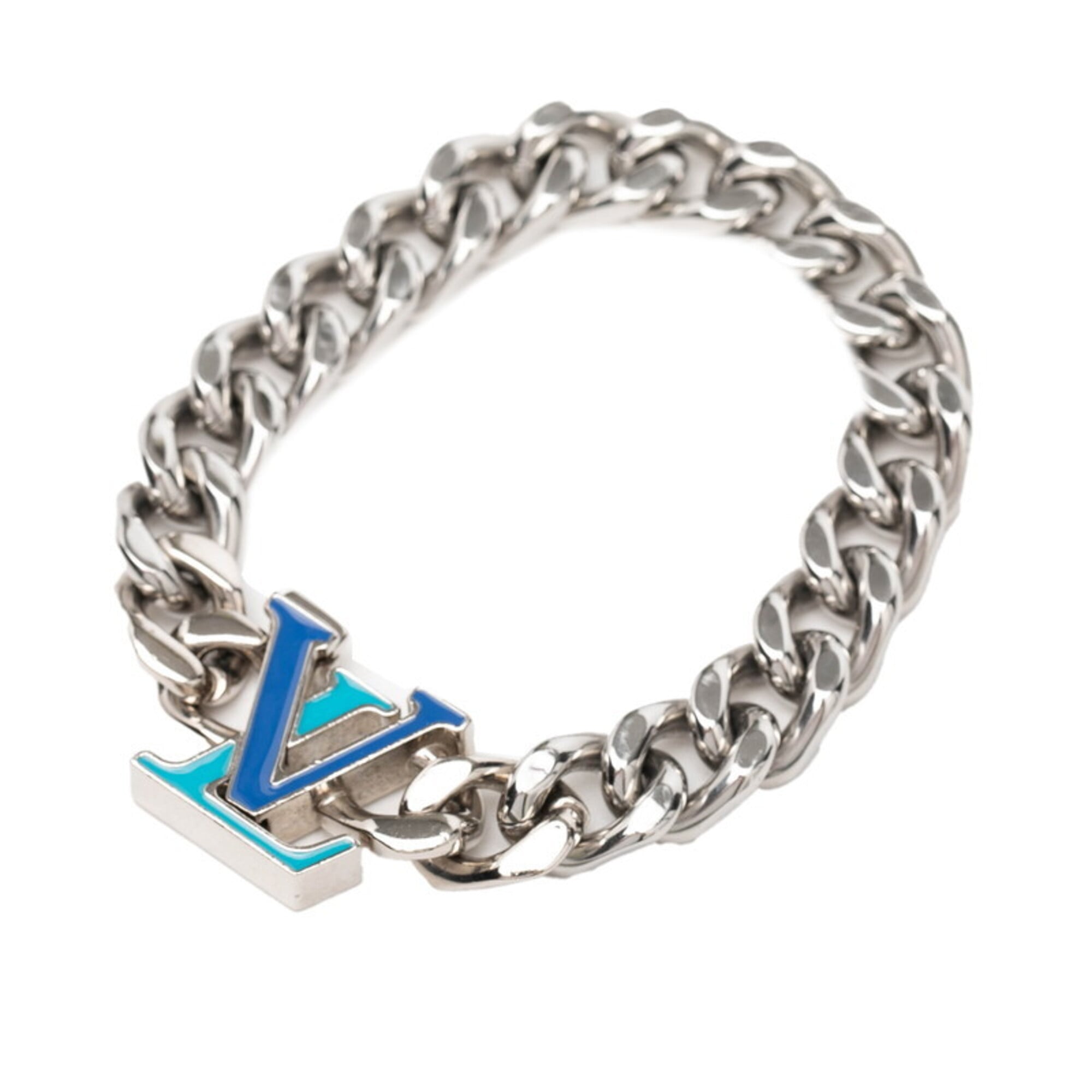 Louis Vuitton Silver Blue Metal Charm Bracelet (Pre-Owned)