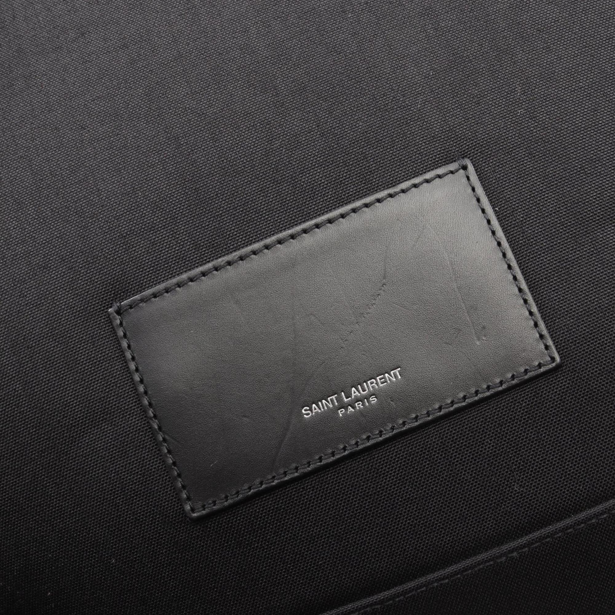 Saint Laurent Black Canvas Leather Backpack Handbag (Pre-Owned)