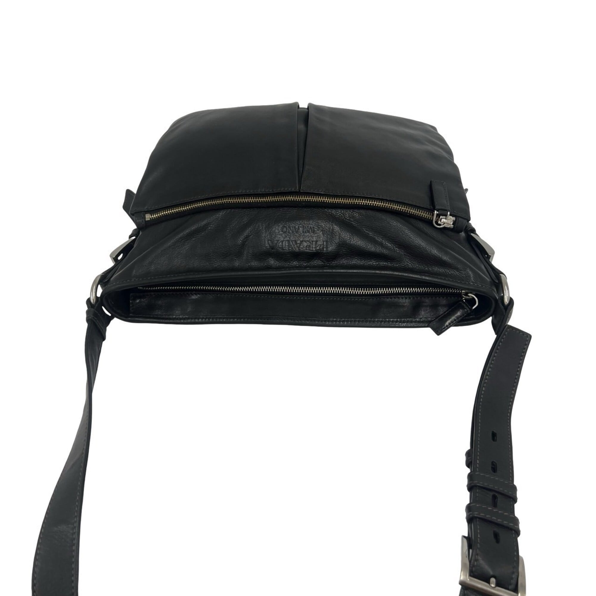 Prada Black Leather Shoulder Bag Tote Bag (Pre-Owned)