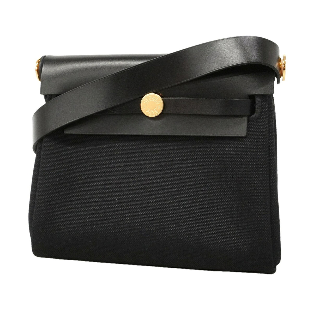 Hermes Black Toile Officier Shoulder Bag (Pre-Owned)