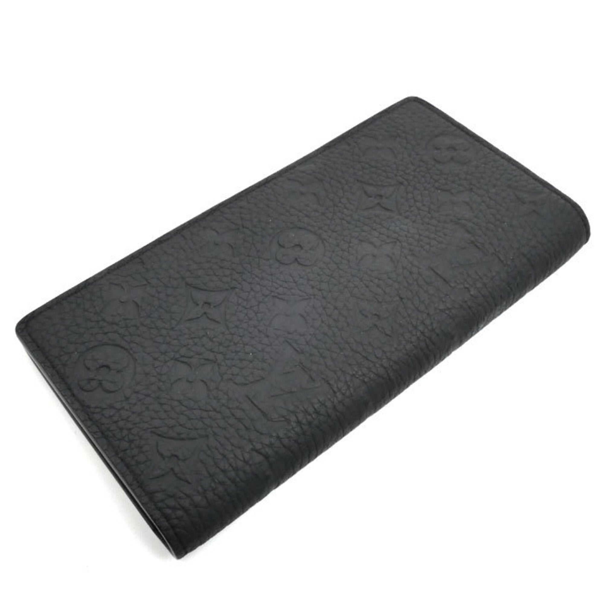 Louis Vuitton Noir Leather Long Wallet (Bi-Fold) (Pre-Owned)