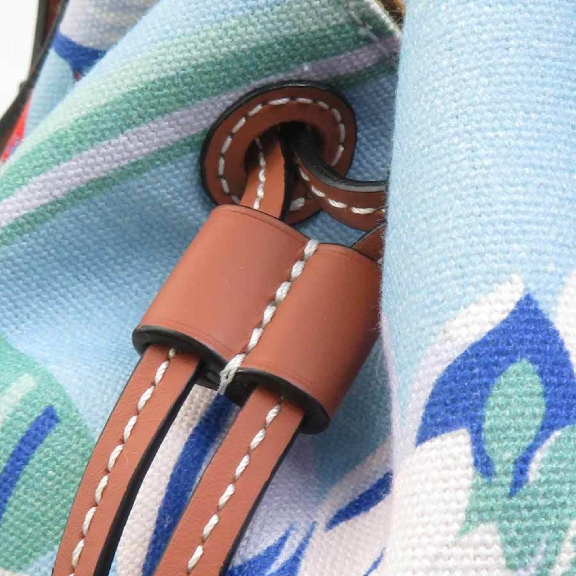 Loewe Blue Brown Canvas Leather Shoulder Bag (Pre-Owned)