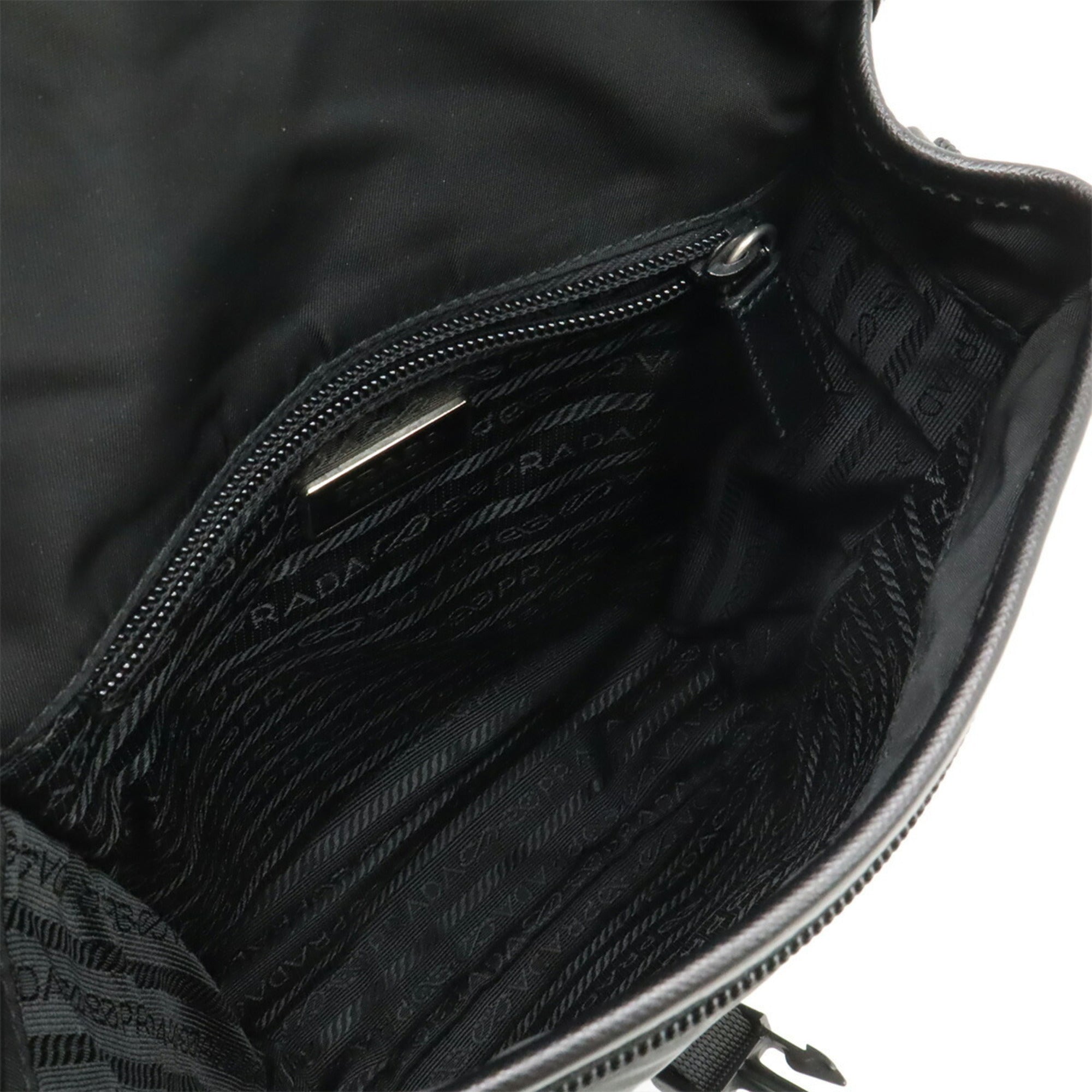 Prada Black Nero Nylon Leather Pochette Shoulder Bag (Pre-Owned)