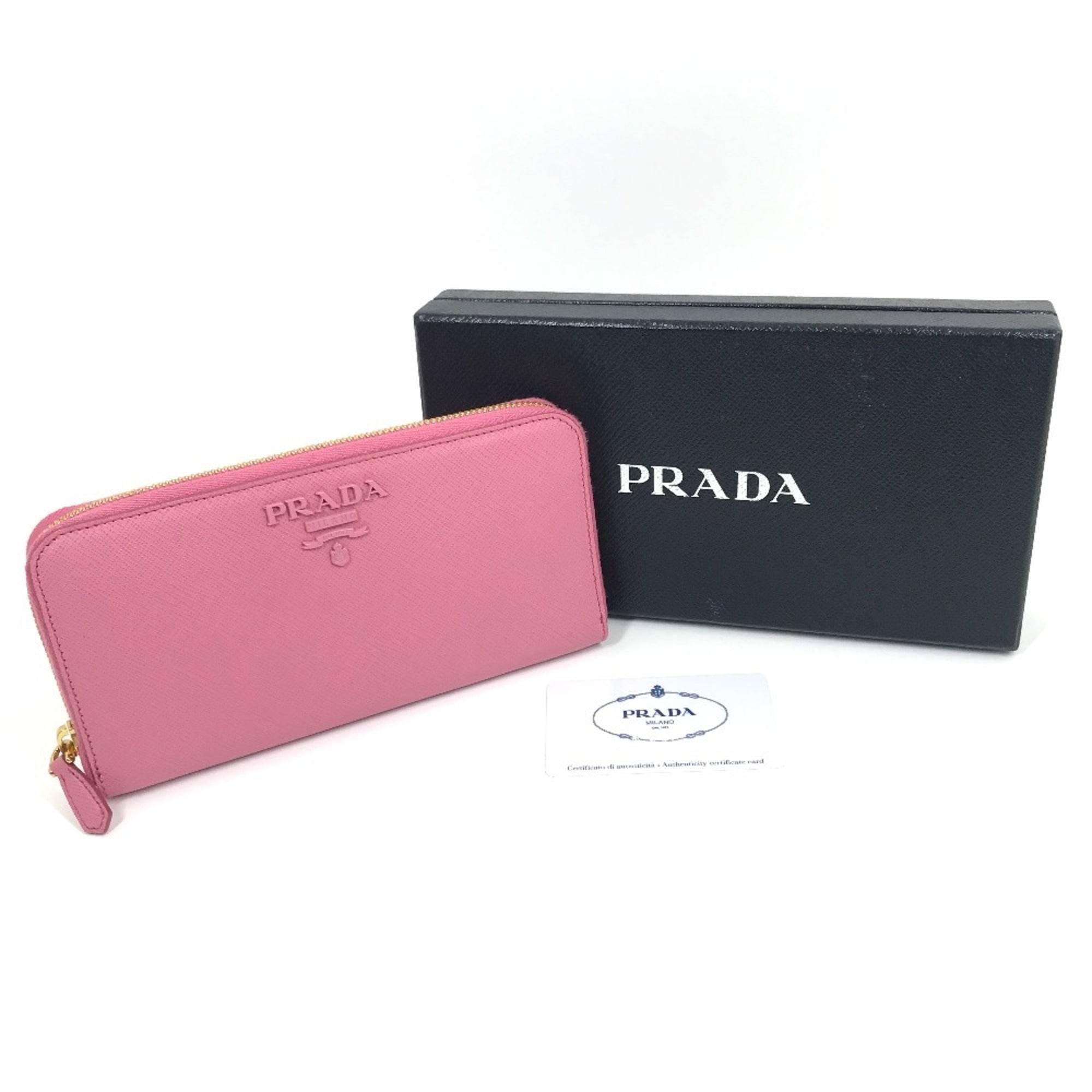 Prada Saffiano Begonia Pink Leather Long Wallet (Bi-Fold) (Pre-Owned)