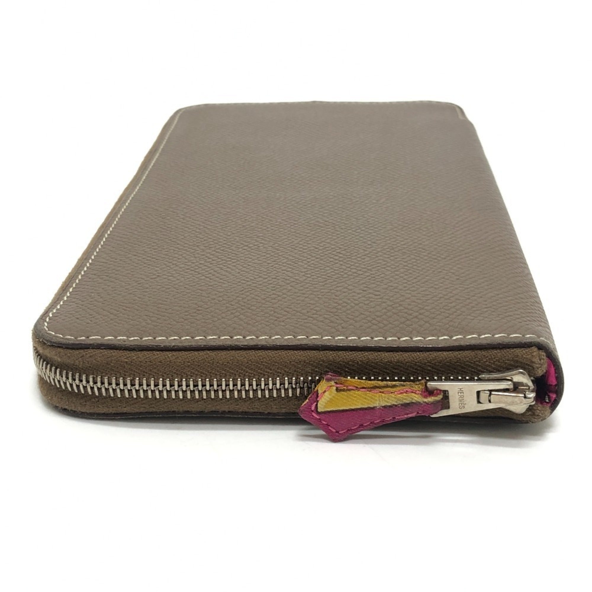Hermes Brown Etoupe Gray Epsom Leather Long Wallet (Bi-Fold) (Pre-Owned)