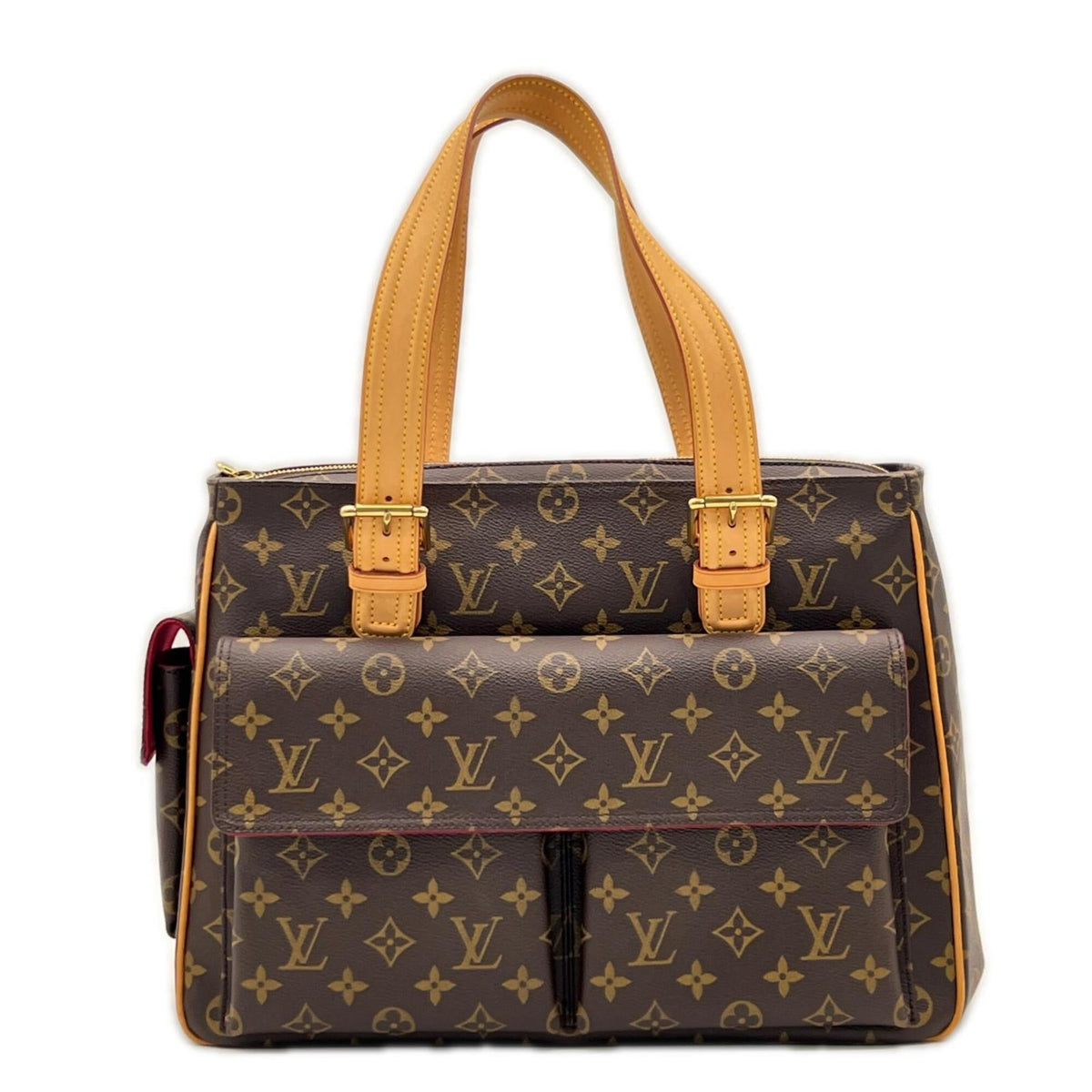 Louis Vuitton Beige Brown Coated Canvas Leather Handbag (Pre-Owned)