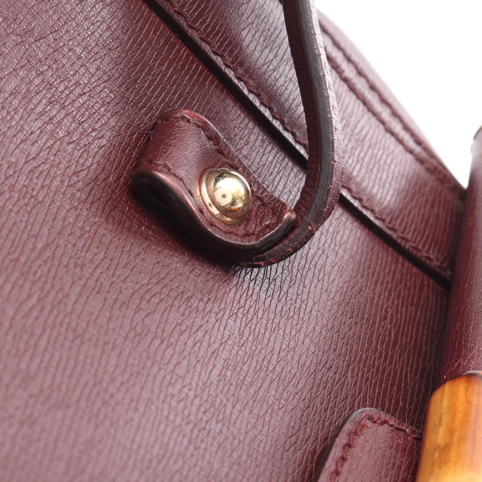 Gucci Bordeaux Leather Handbag Shoulder Bag (Pre-Owned)