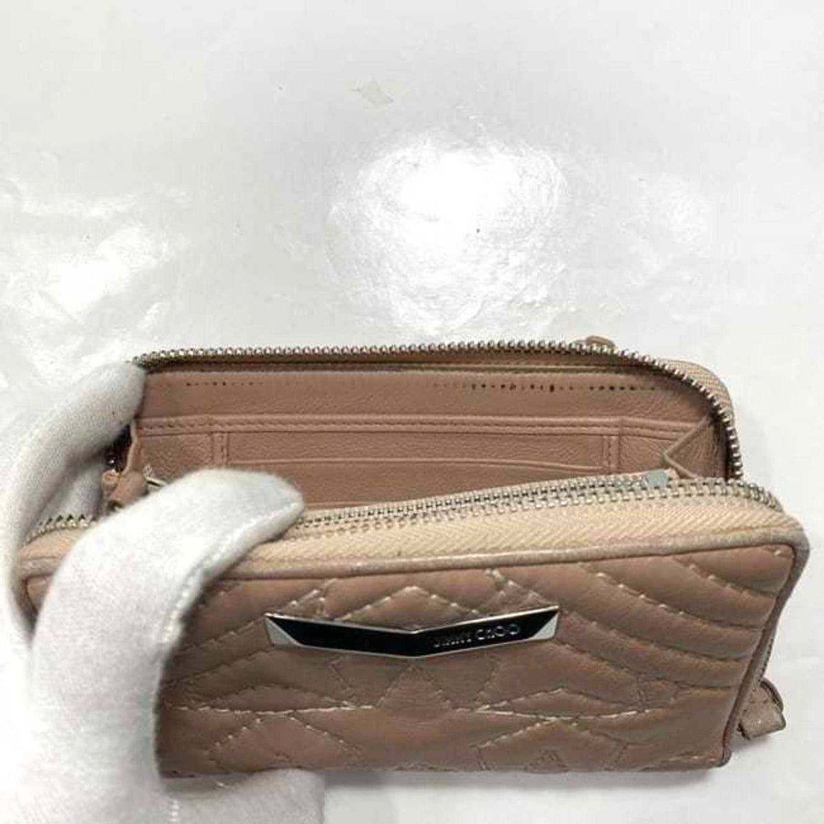 Jimmy Choo Pink Beige Leather Wallet (Bi-Fold) (Pre-Owned)