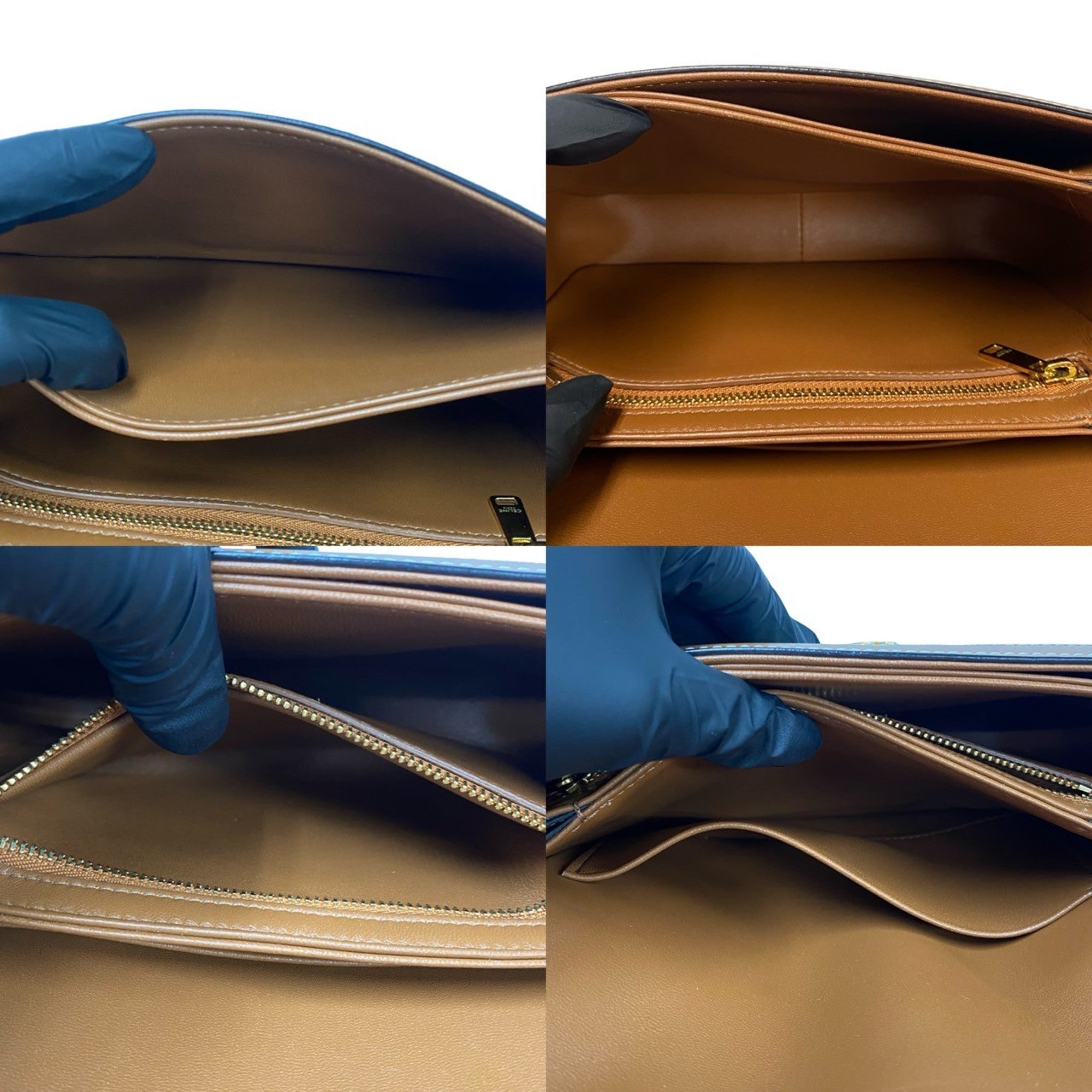 Celine Brown Khaki Leather Canvas Pochette Shoulder Bag (Pre-Owned)