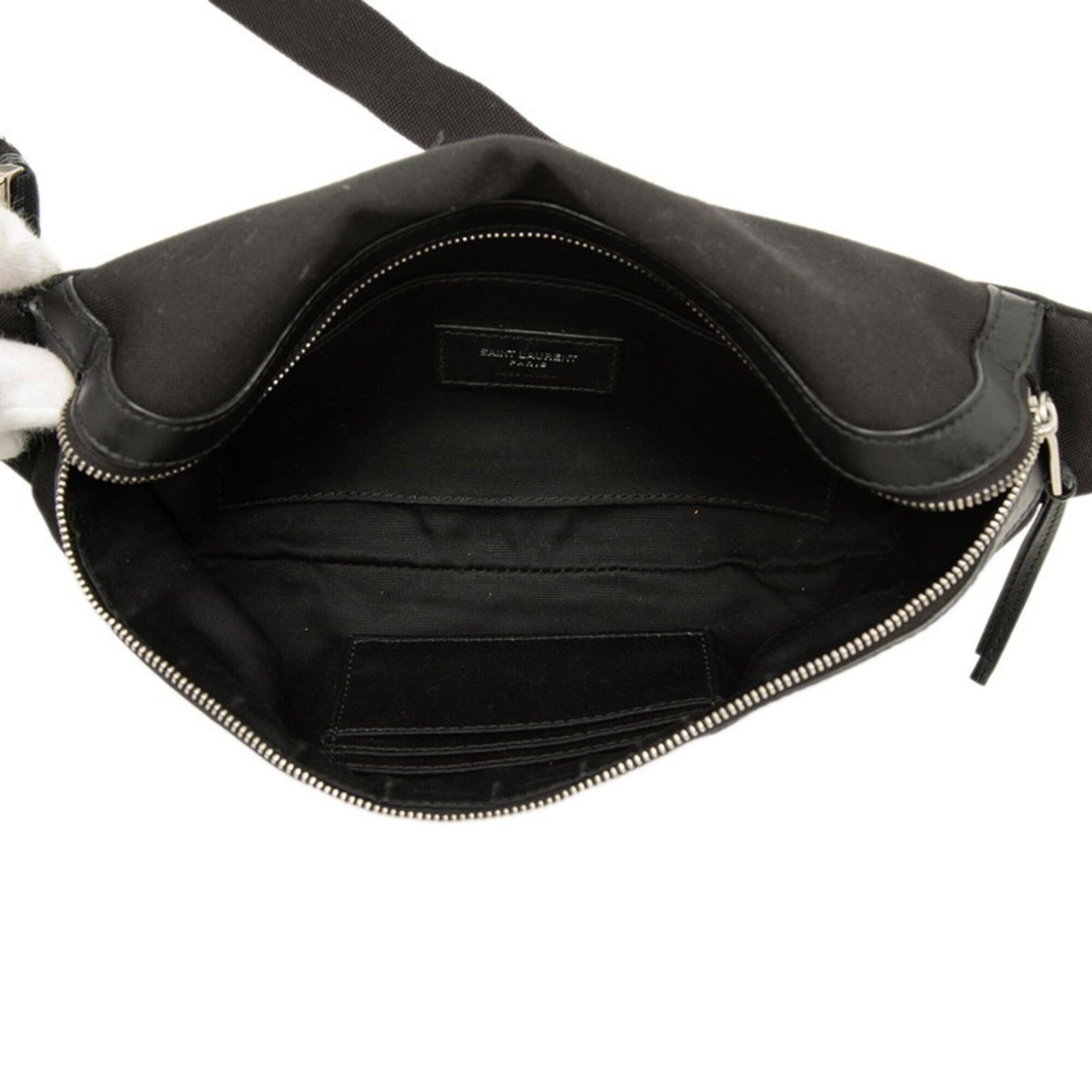Saint Laurent Black Canvas Leather Sling Bag (Pre-Owned)