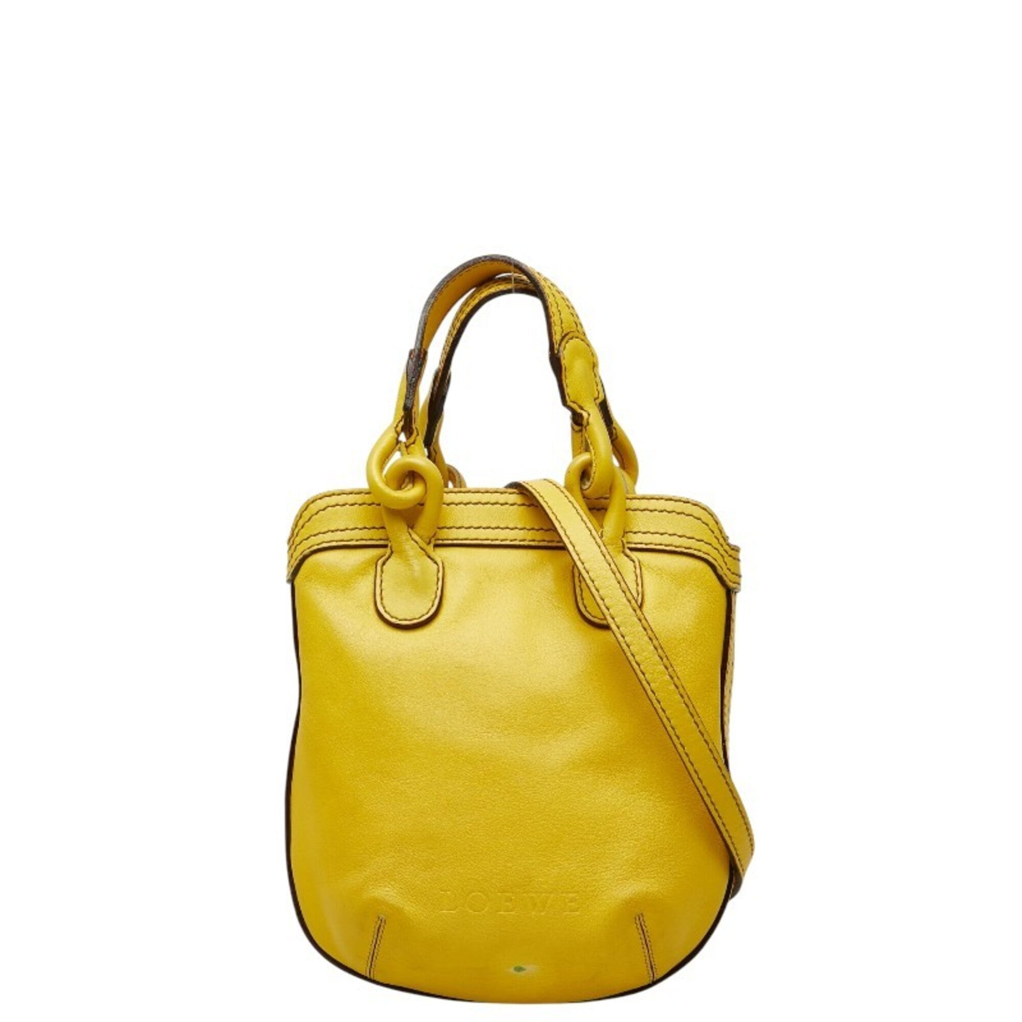 Loewe Yellow Leather Handbag Shoulder Bag (Pre-Owned)