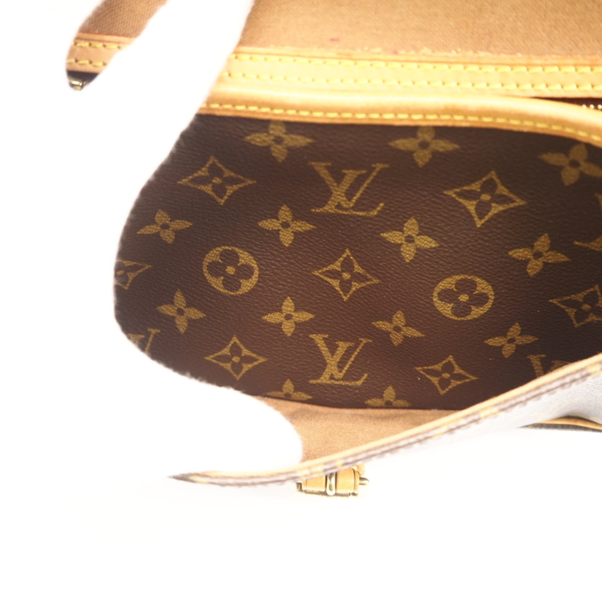 Louis Vuitton Monogram Beige Brown Coated Canvas Leather Shoulder Bag (Pre-Owned)