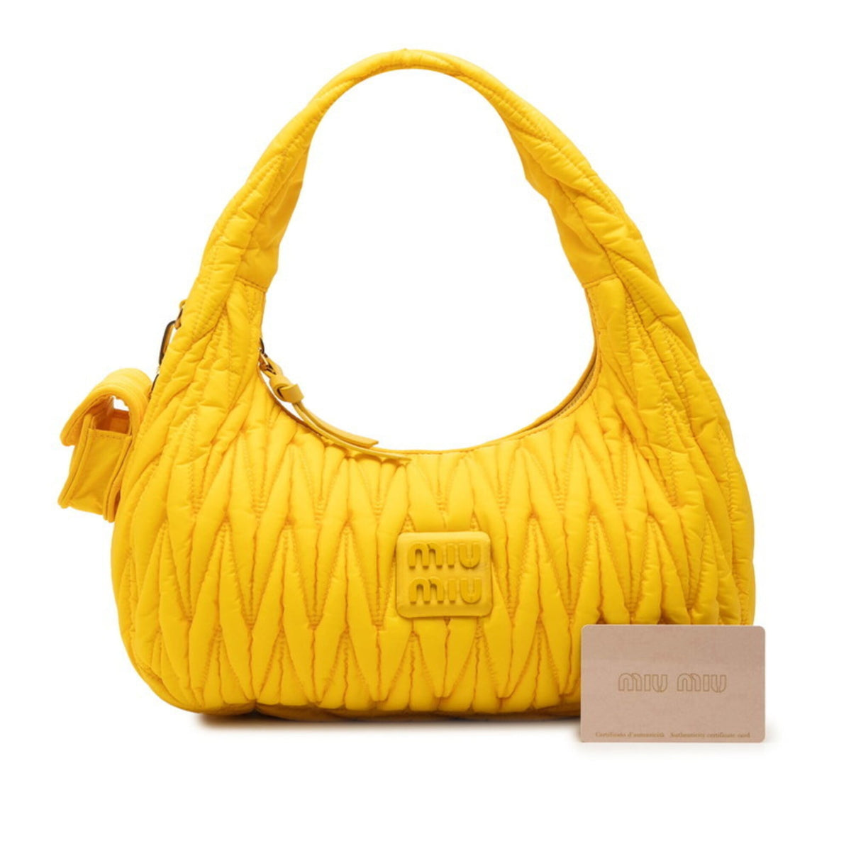 Miu Miu Matelasse Yellow Nylon Leather Handbag Shoulder Bag (Pre-Owned)