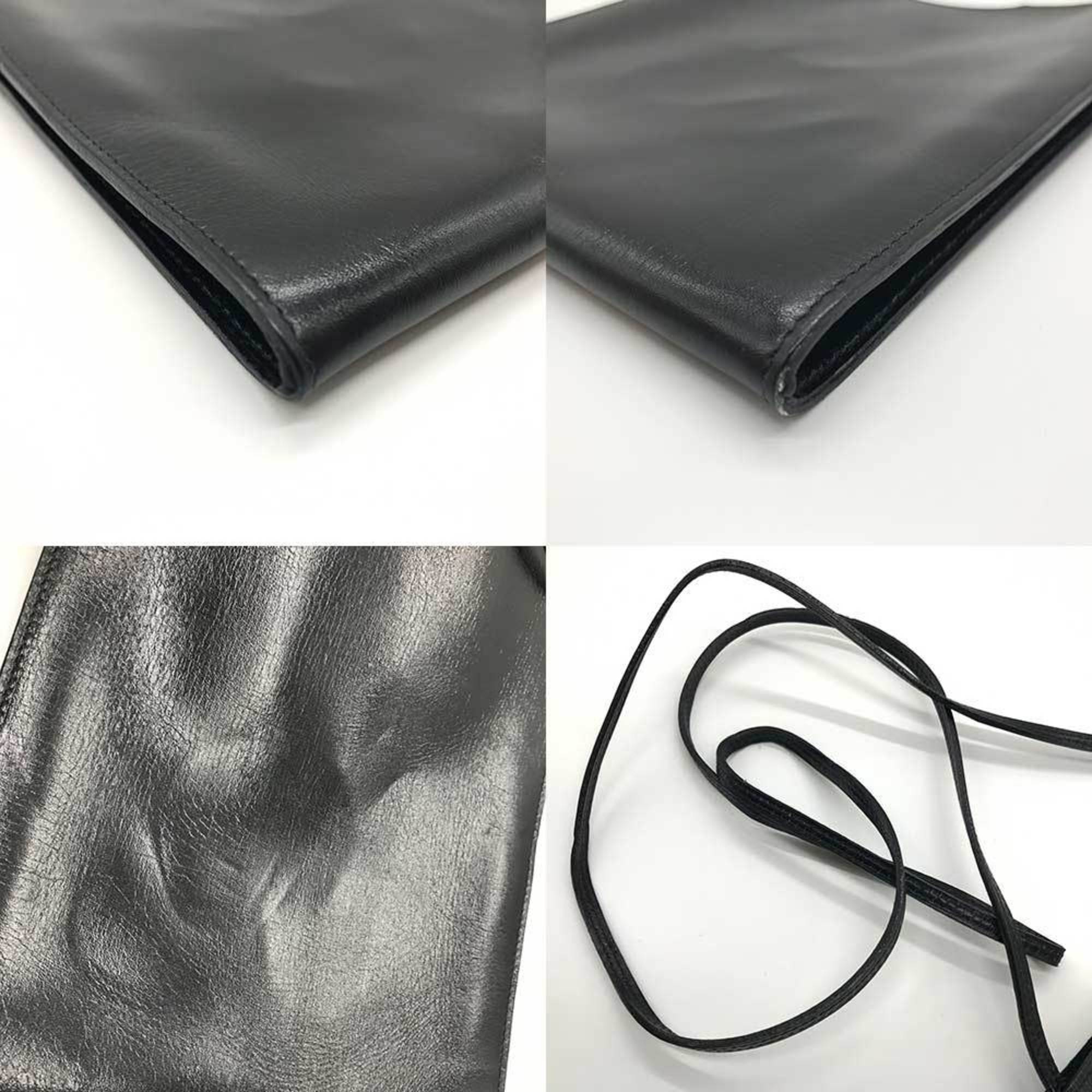 Hermes Onimaitou Black Box Calf Leather Pochette Shoulder Bag (Pre-Owned)
