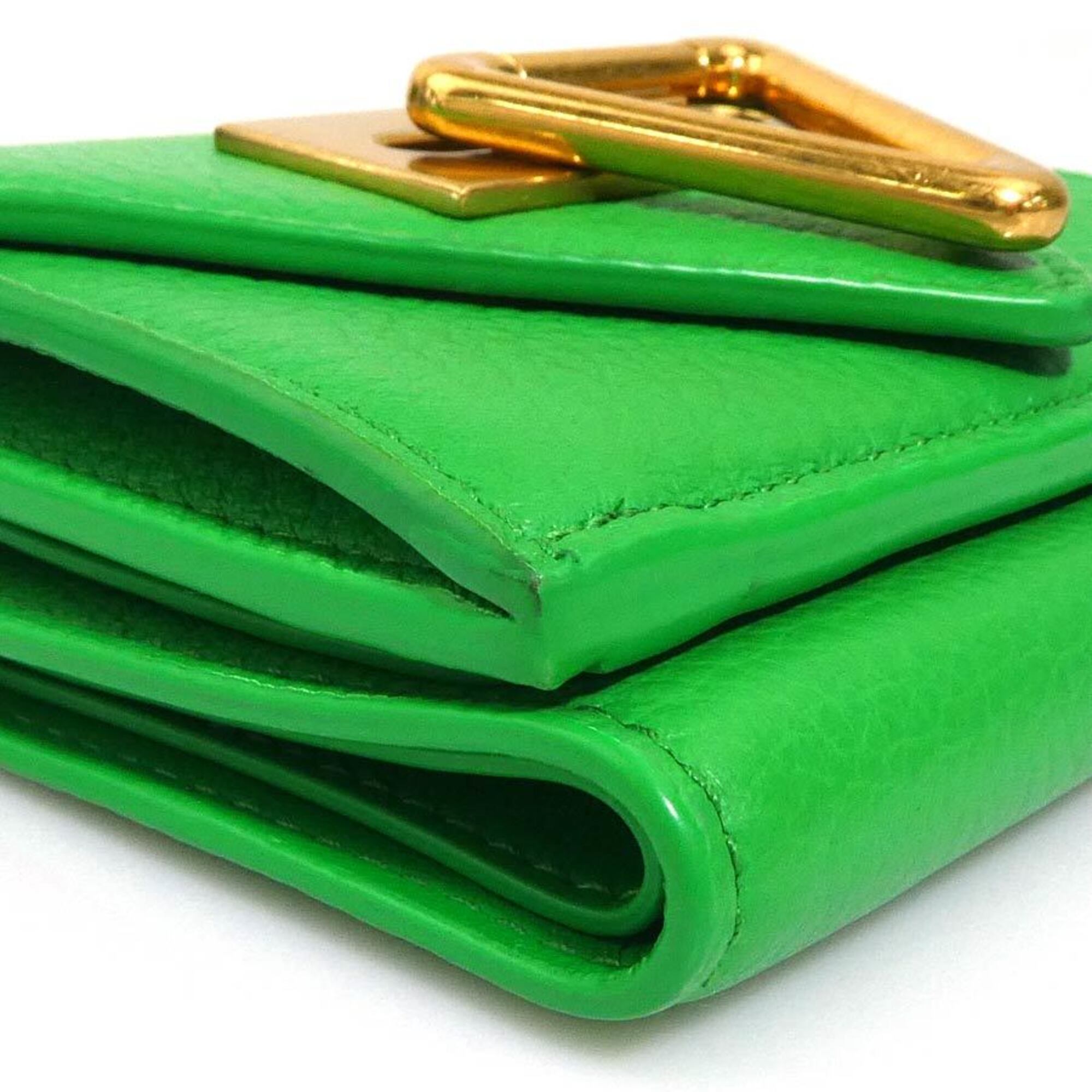 Bottega Veneta Green Leather Wallet (Tri-Fold) (Pre-Owned)