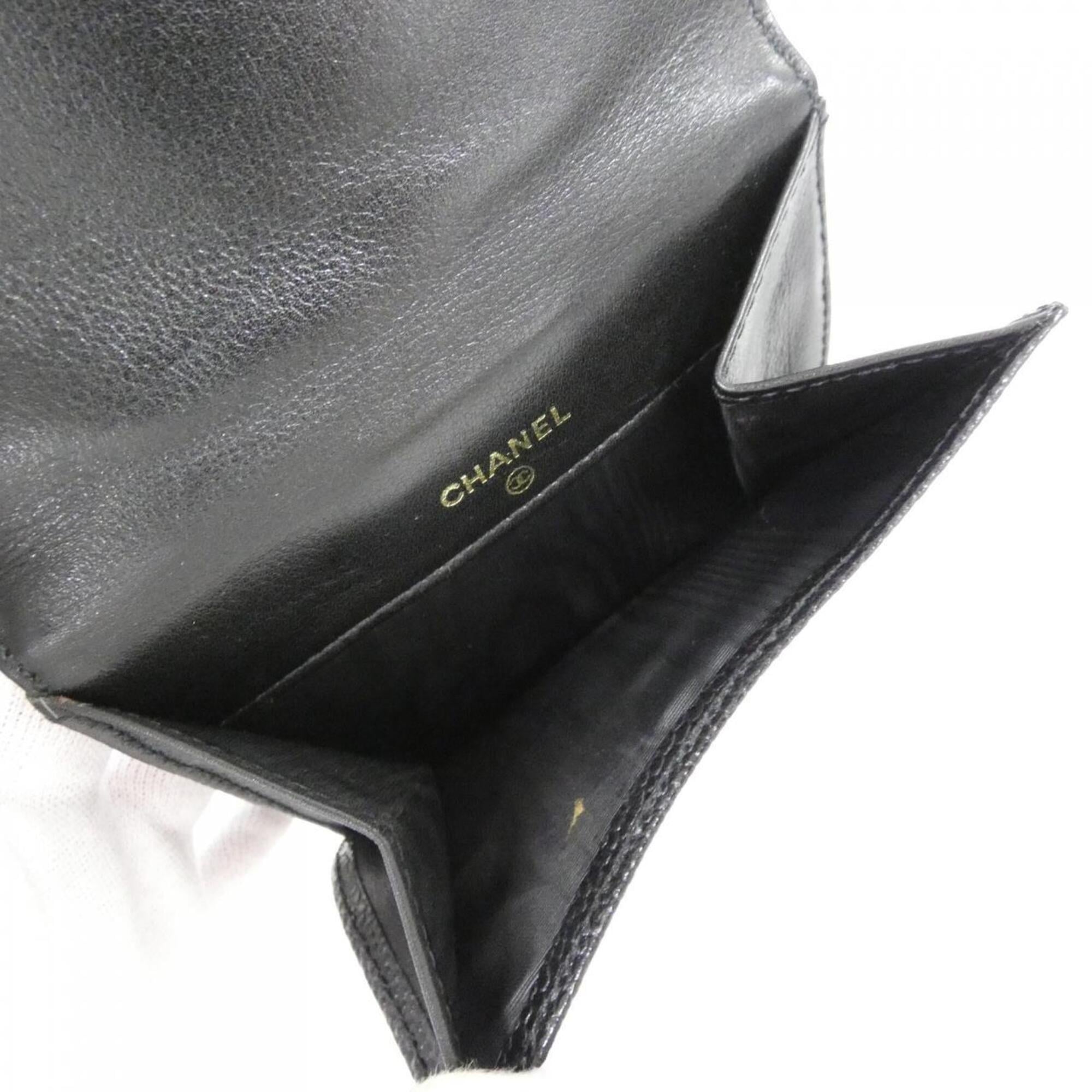 Chanel Black Grained Calfskin Wallet (Bi-Fold) (Pre-Owned)