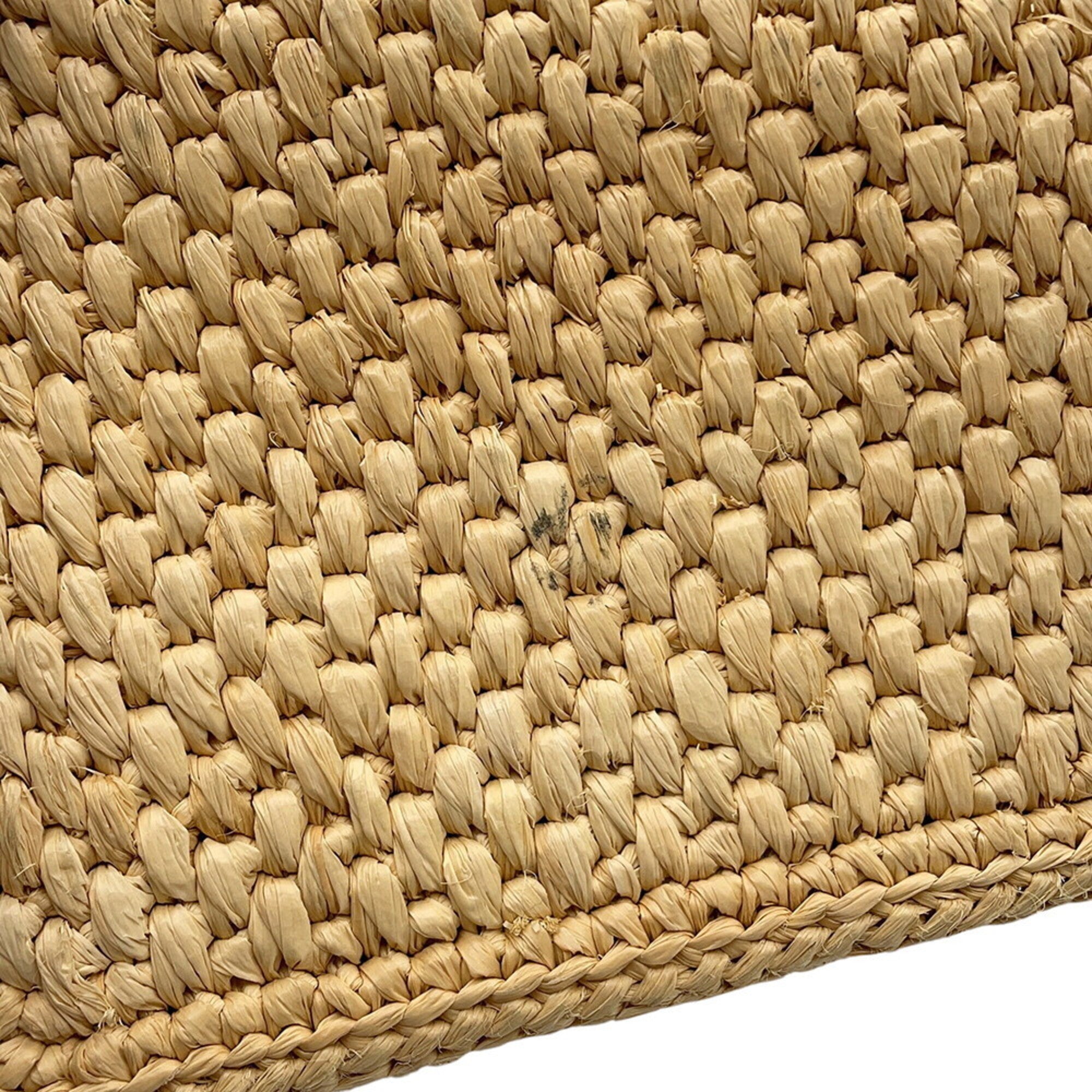 Loewe Beige Multi-Color Raffia Leather Handbag Shoulder Bag Tote Bag (Pre-Owned)