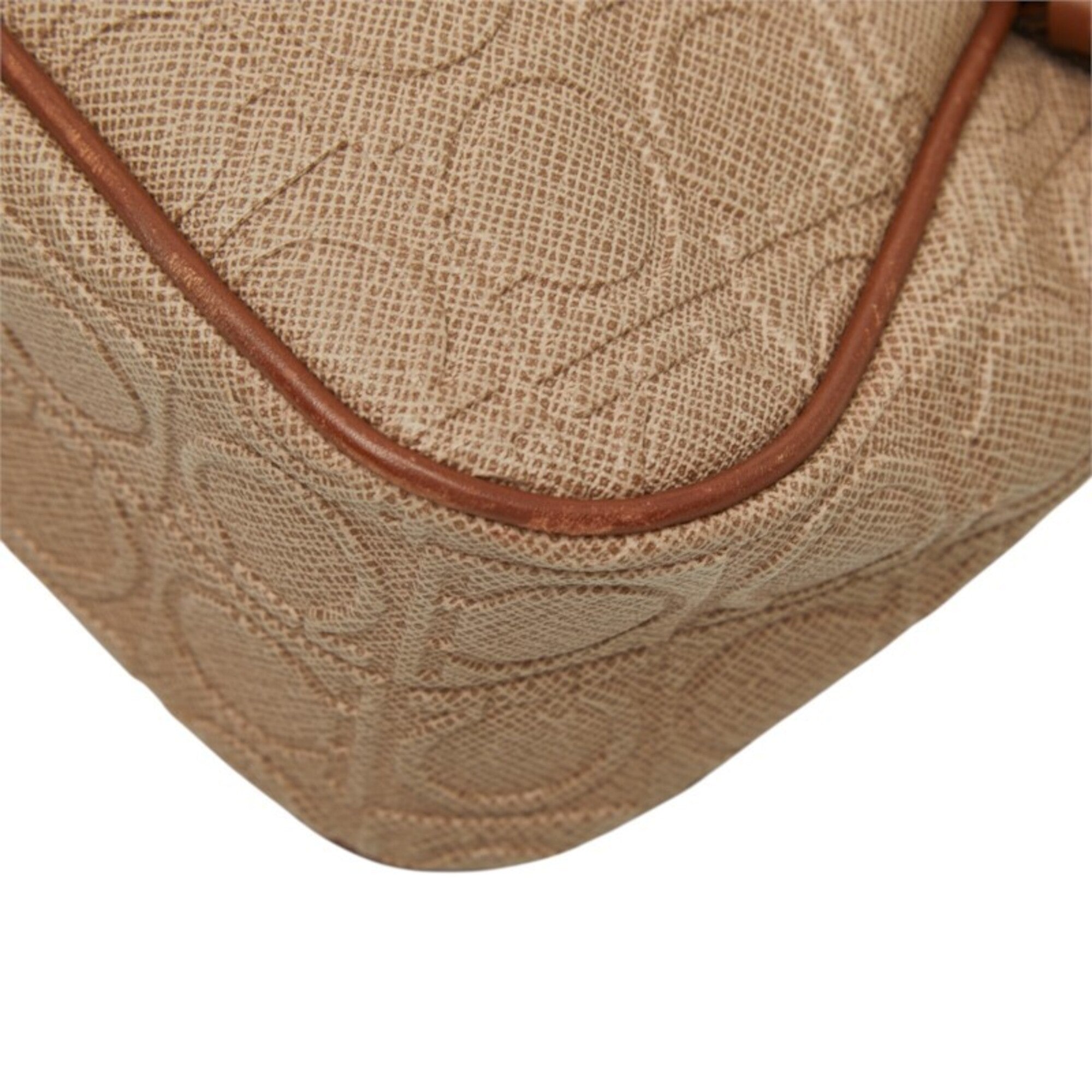 Salvatore Ferragamo Beige Brown Pvc Leather Handbag Shoulder Bag (Pre-Owned)
