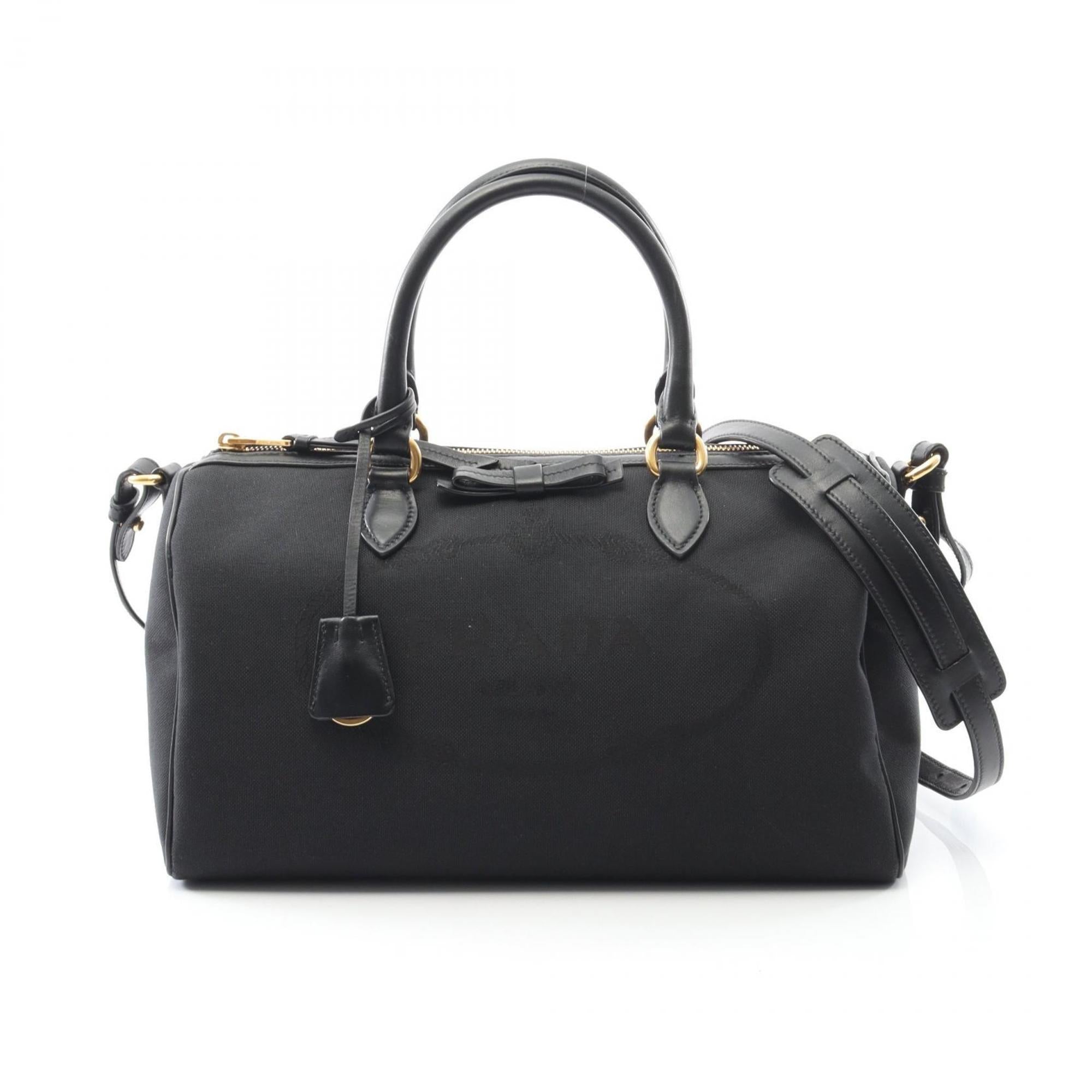 Prada Black Canvas Leather Handbag (Pre-Owned)