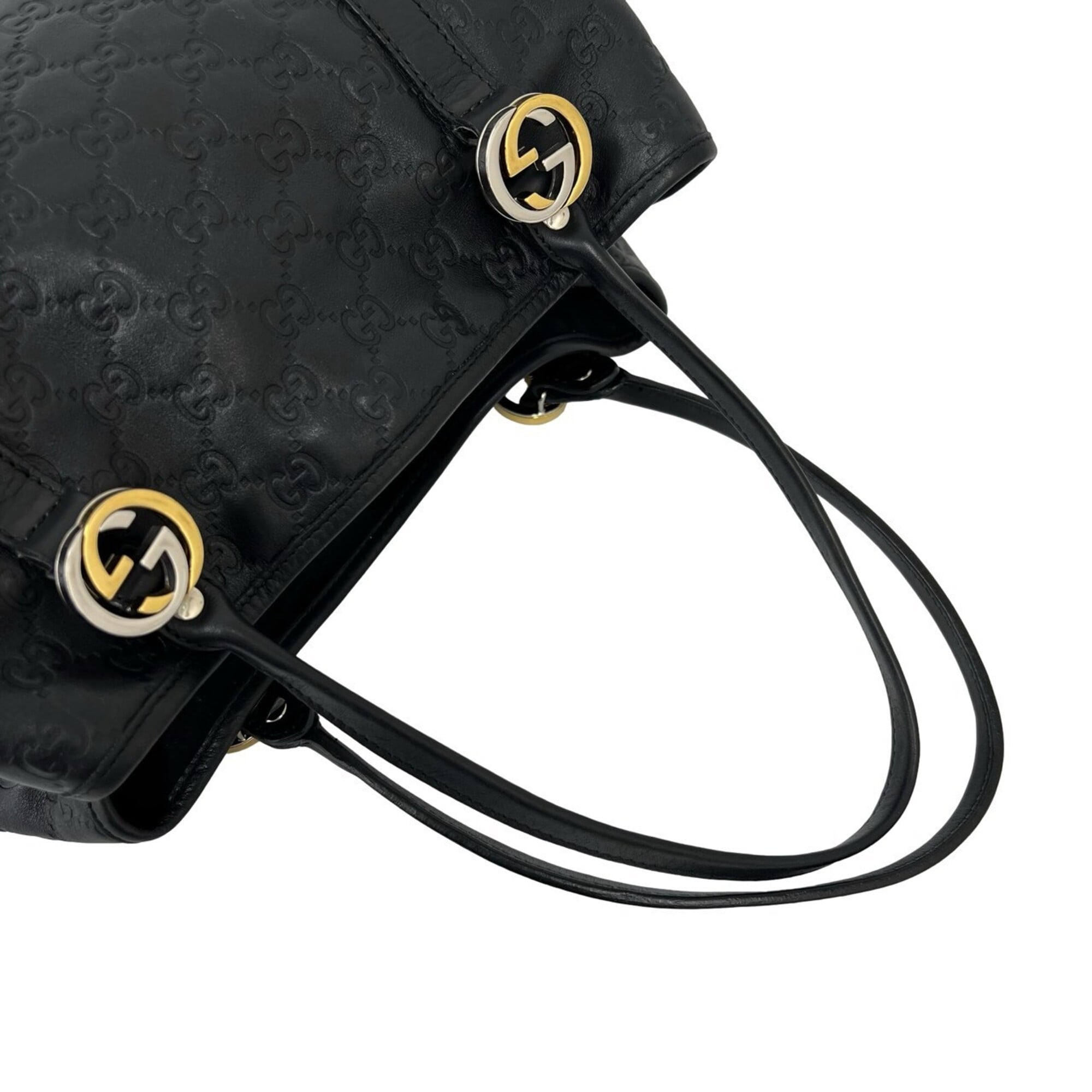 Gucci Black Leather Handbag Shoulder Bag Tote Bag (Pre-Owned)