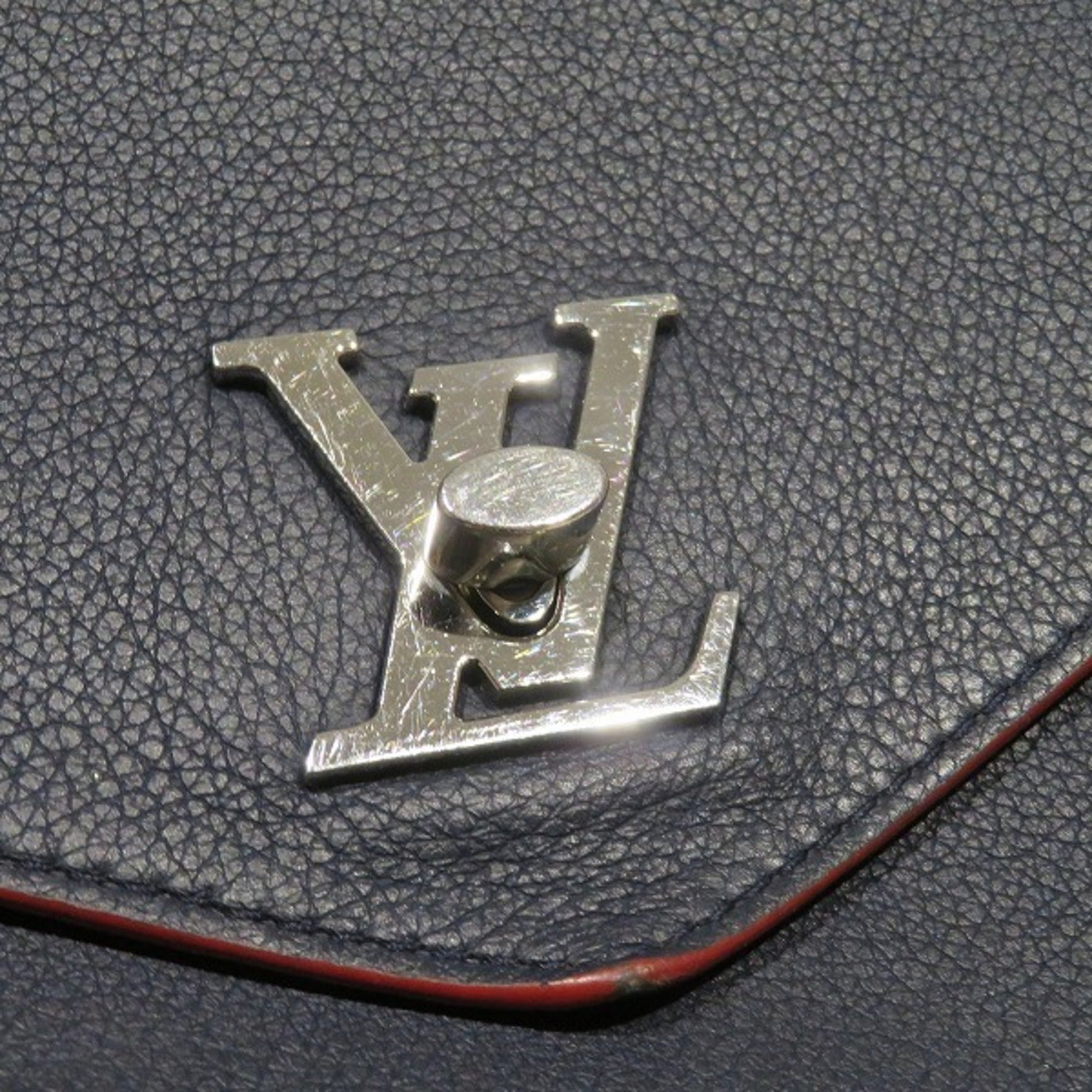 Louis Vuitton Marine Rouge Leather Handbag Shoulder Bag (Pre-Owned)