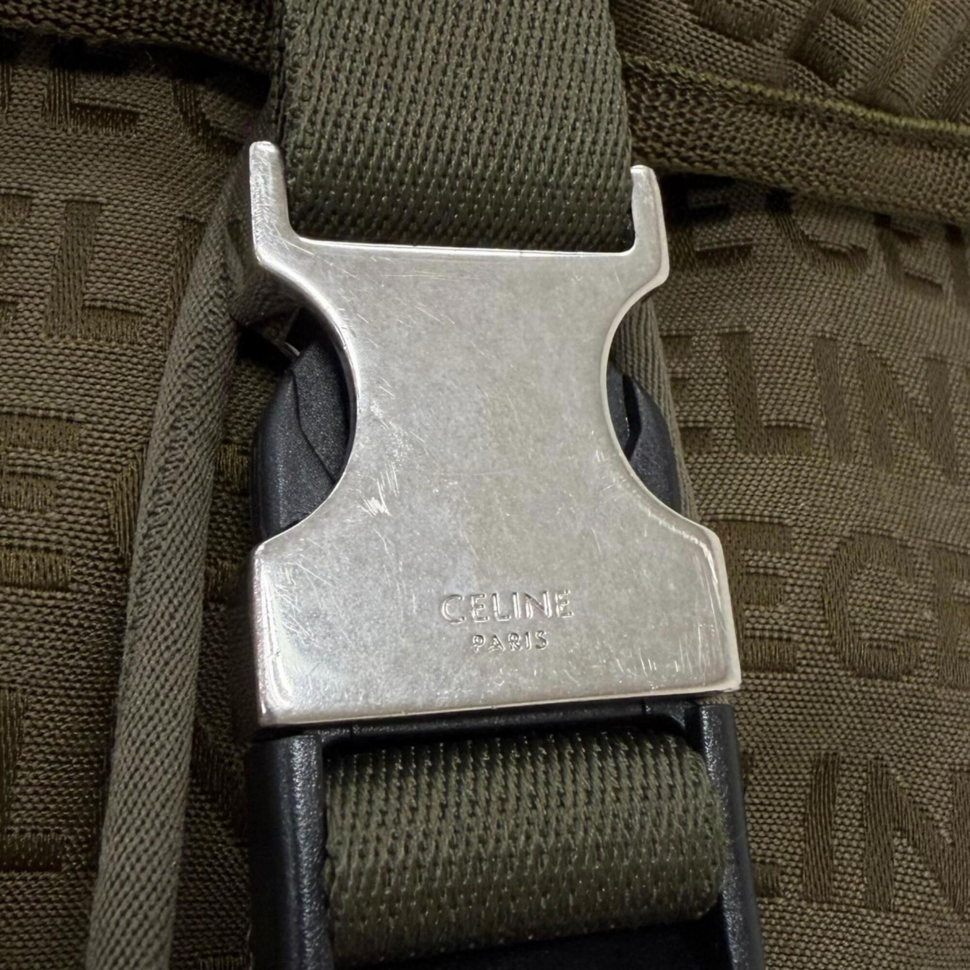 Celine Khaki Canvas Leather Backpack (Pre-Owned)