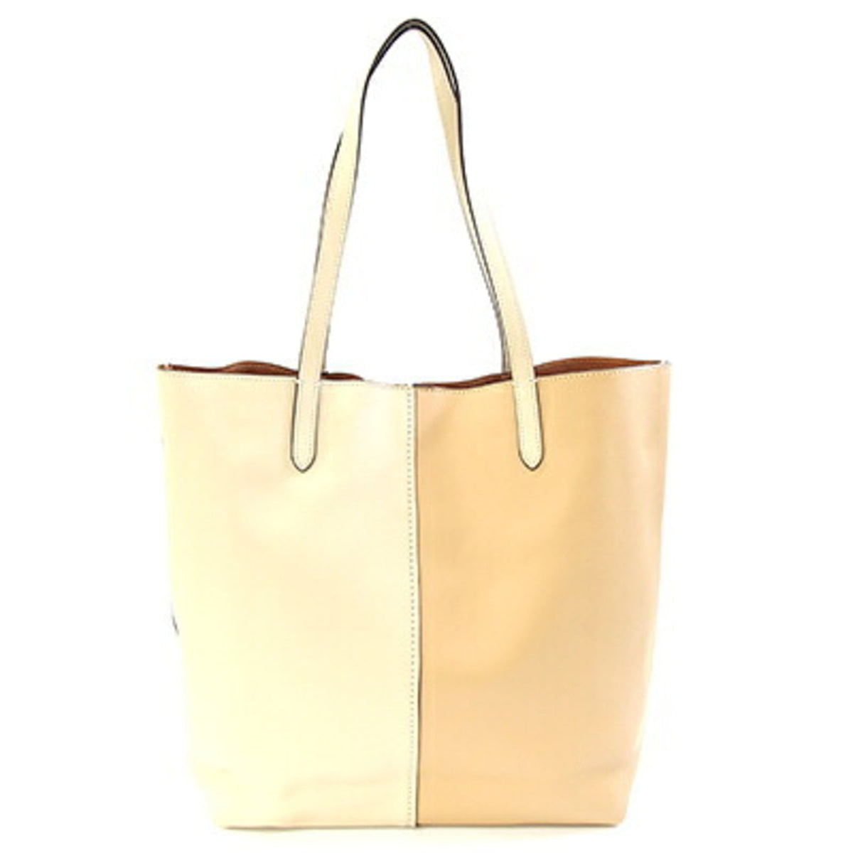 Coach Beige Leather Handbag Shoulder Bag Tote Bag (Pre-Owned)