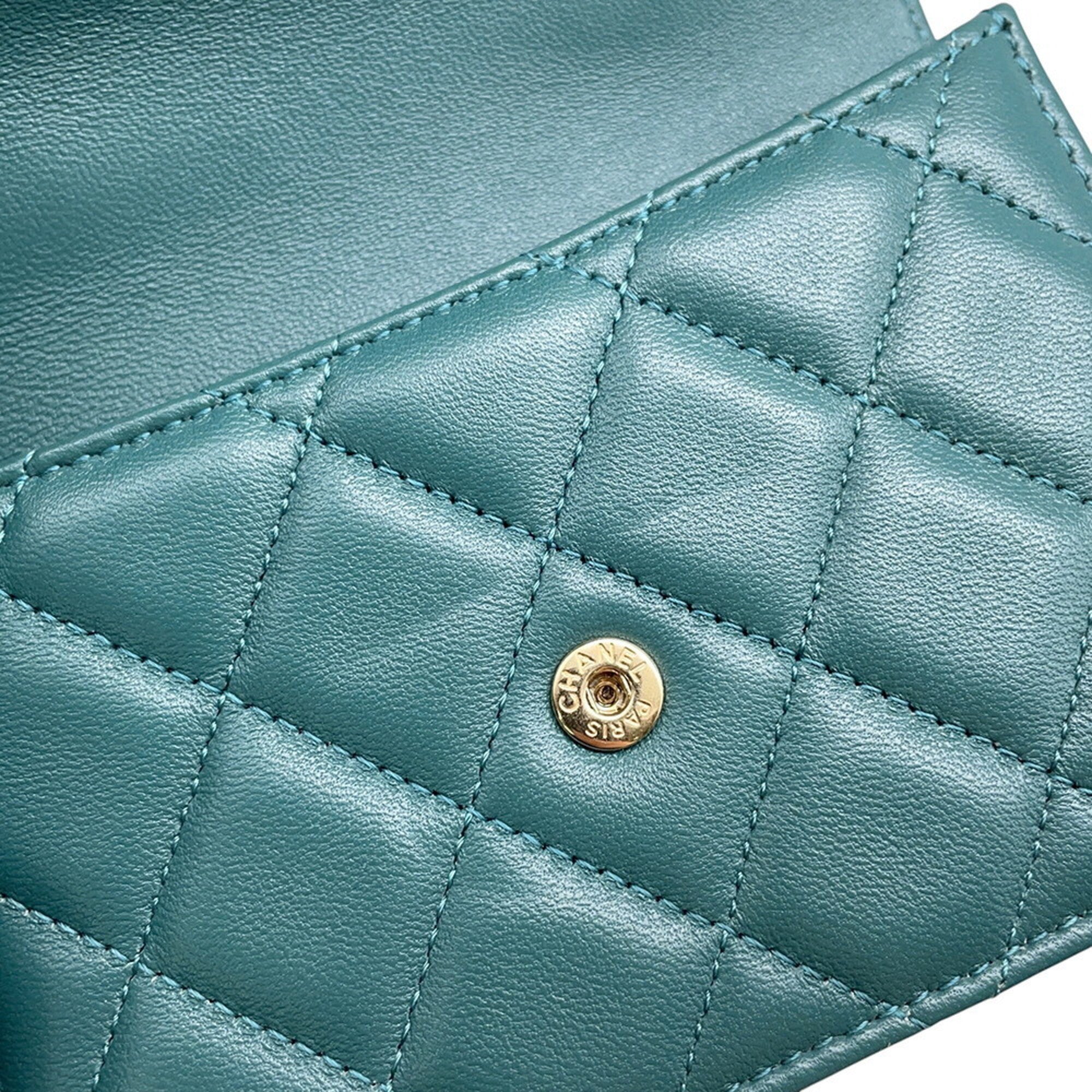 Chanel Green Leather Chain/Shoulder Wallet (Pre-Owned)