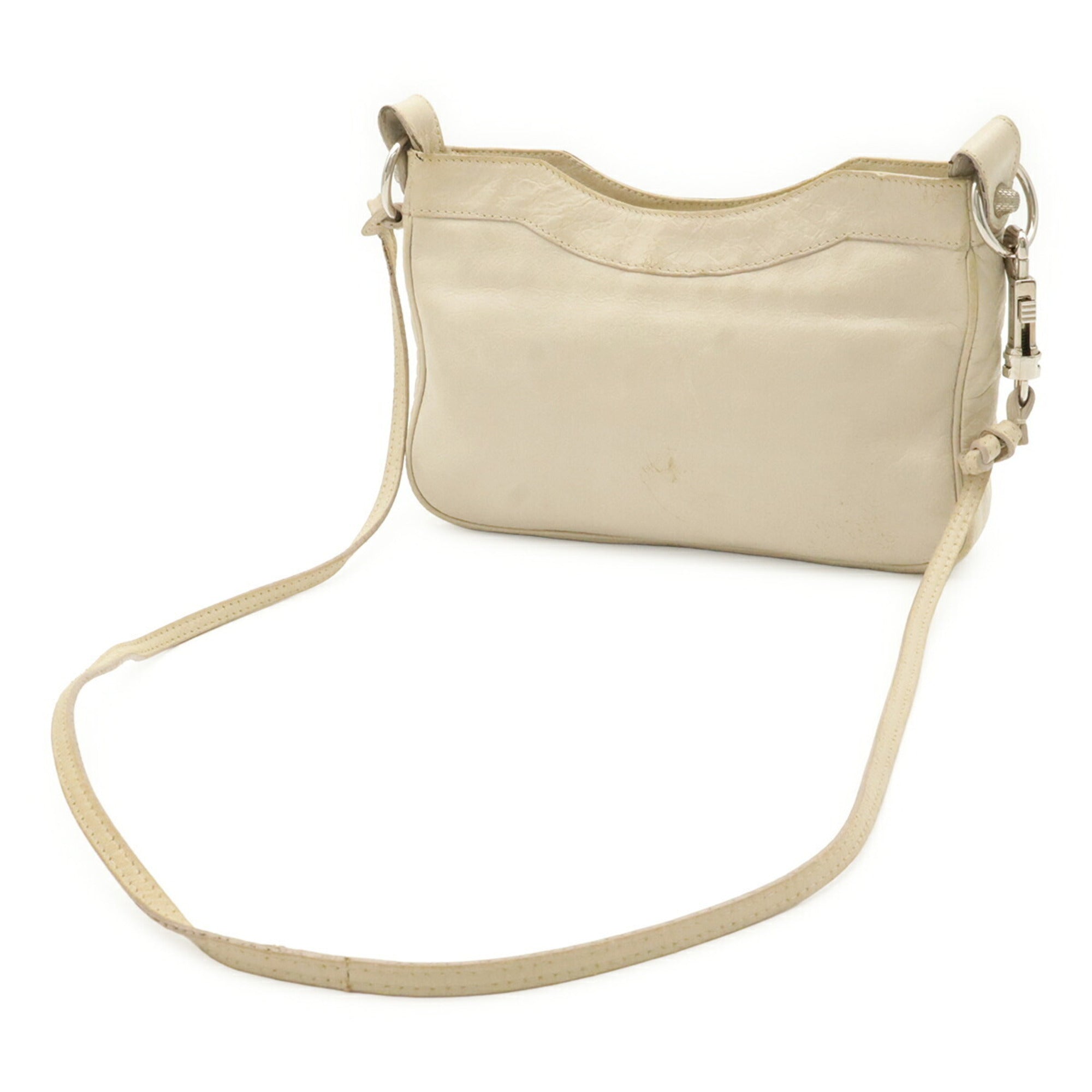 Balenciaga Ivory Leather Clutch Bag Pochette Shoulder Bag (Pre-Owned)