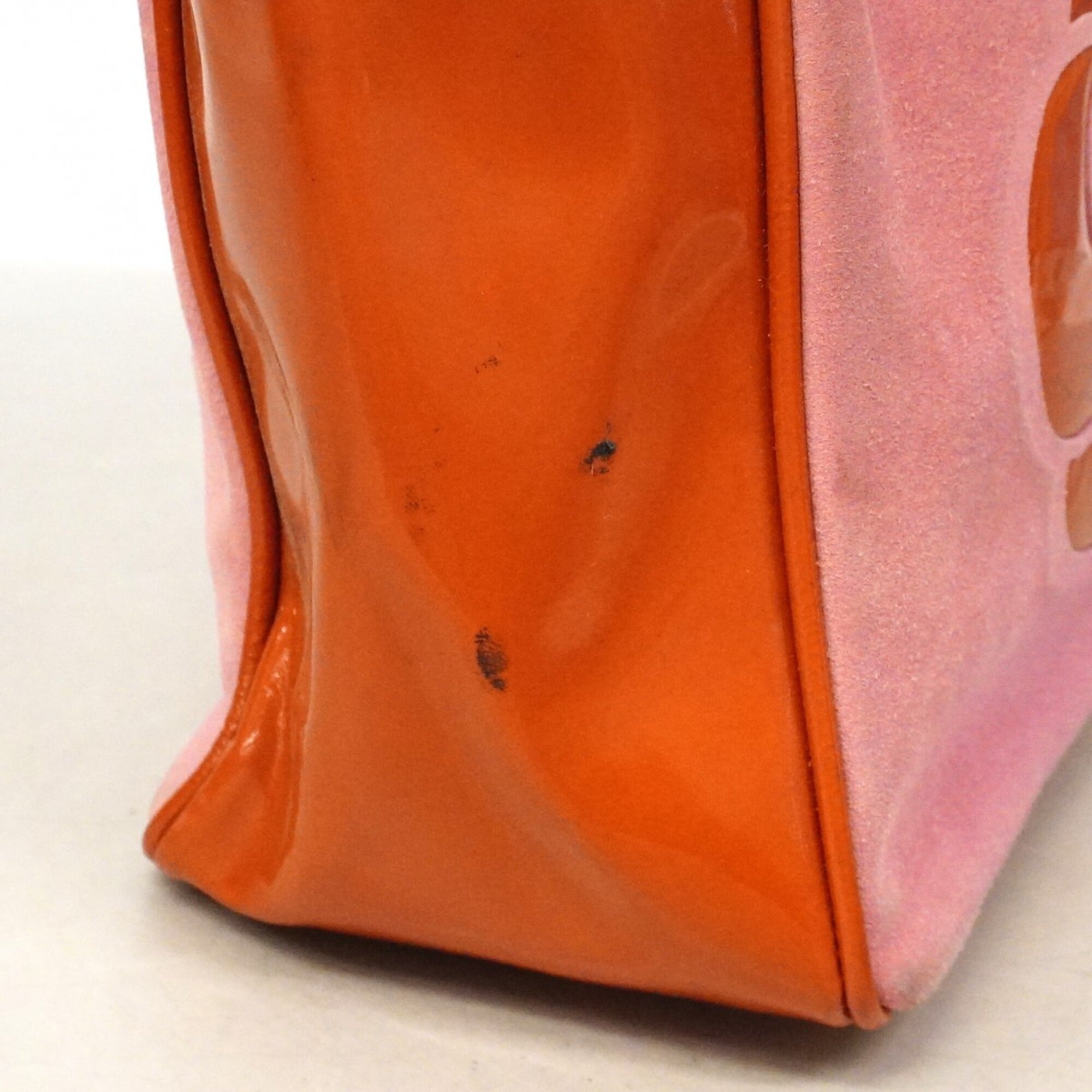 Chanel Orange Pink Suede Patent Leather Tote Bag (Pre-Owned)