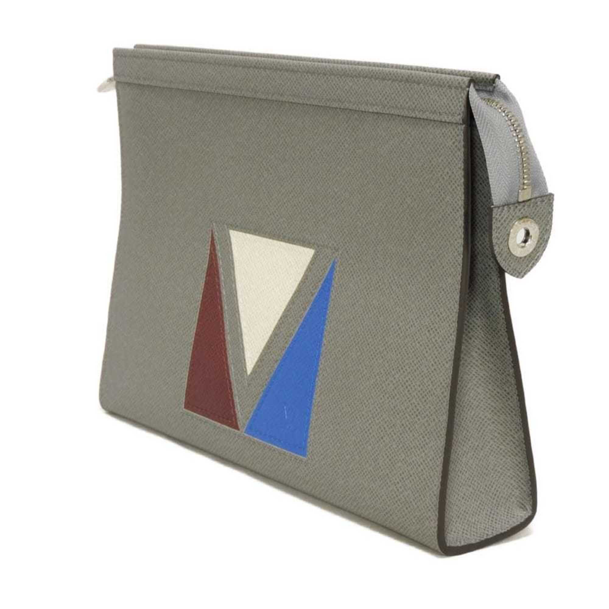 Louis Vuitton Glacier Gray Taiga Leather Clutch Bag Pochette (Pre-Owned)