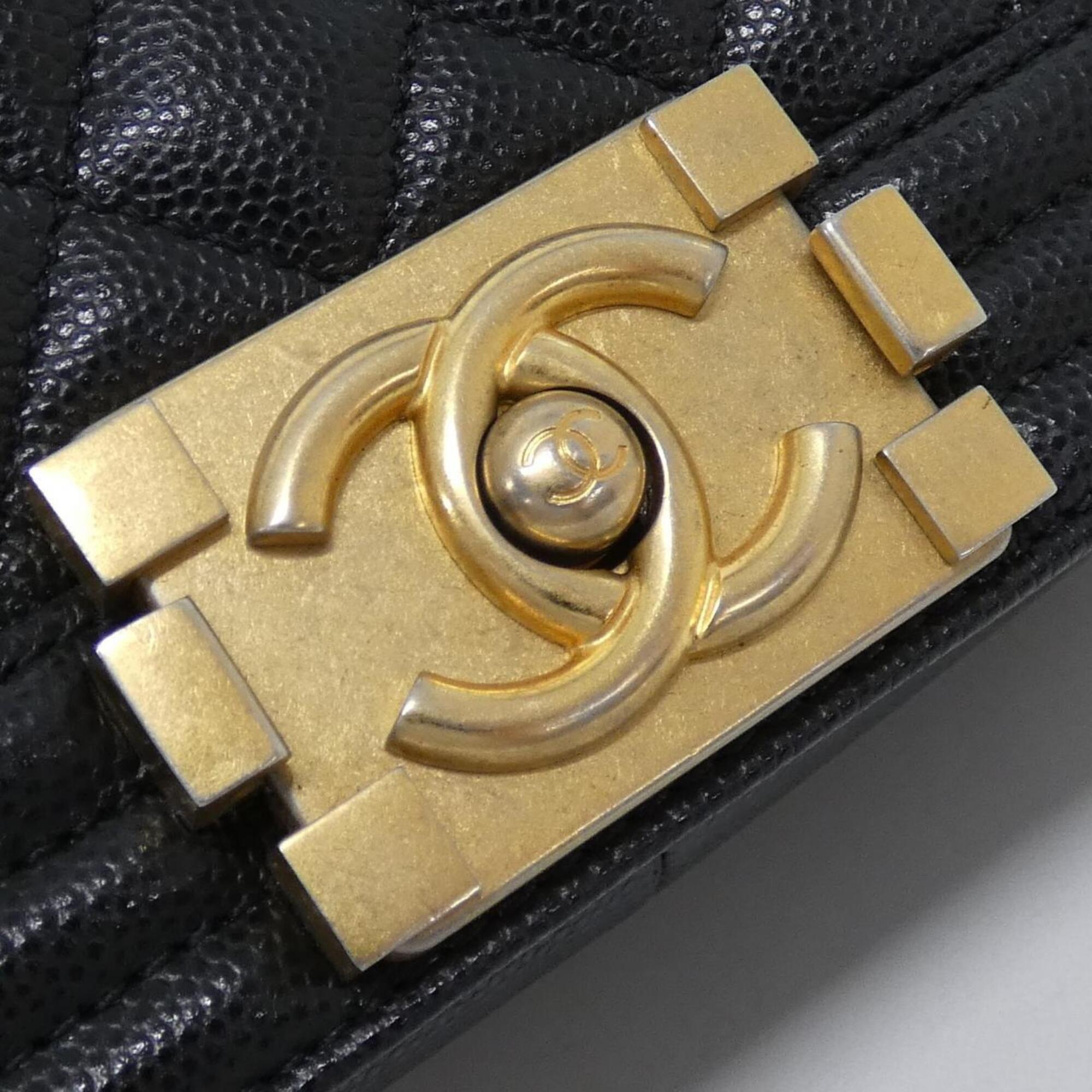 Chanel Black Grained Calfskin Shoulder Bag (Pre-Owned)