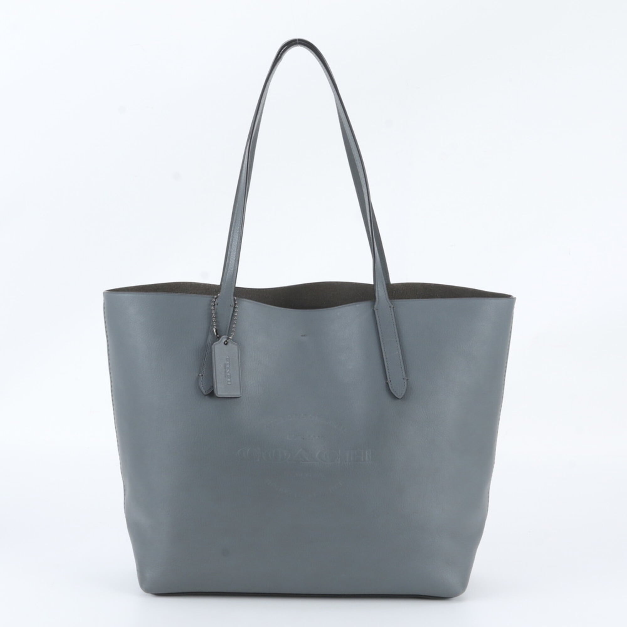 Coach Gray Leather Shoulder Bag Tote Bag (Pre-Owned)